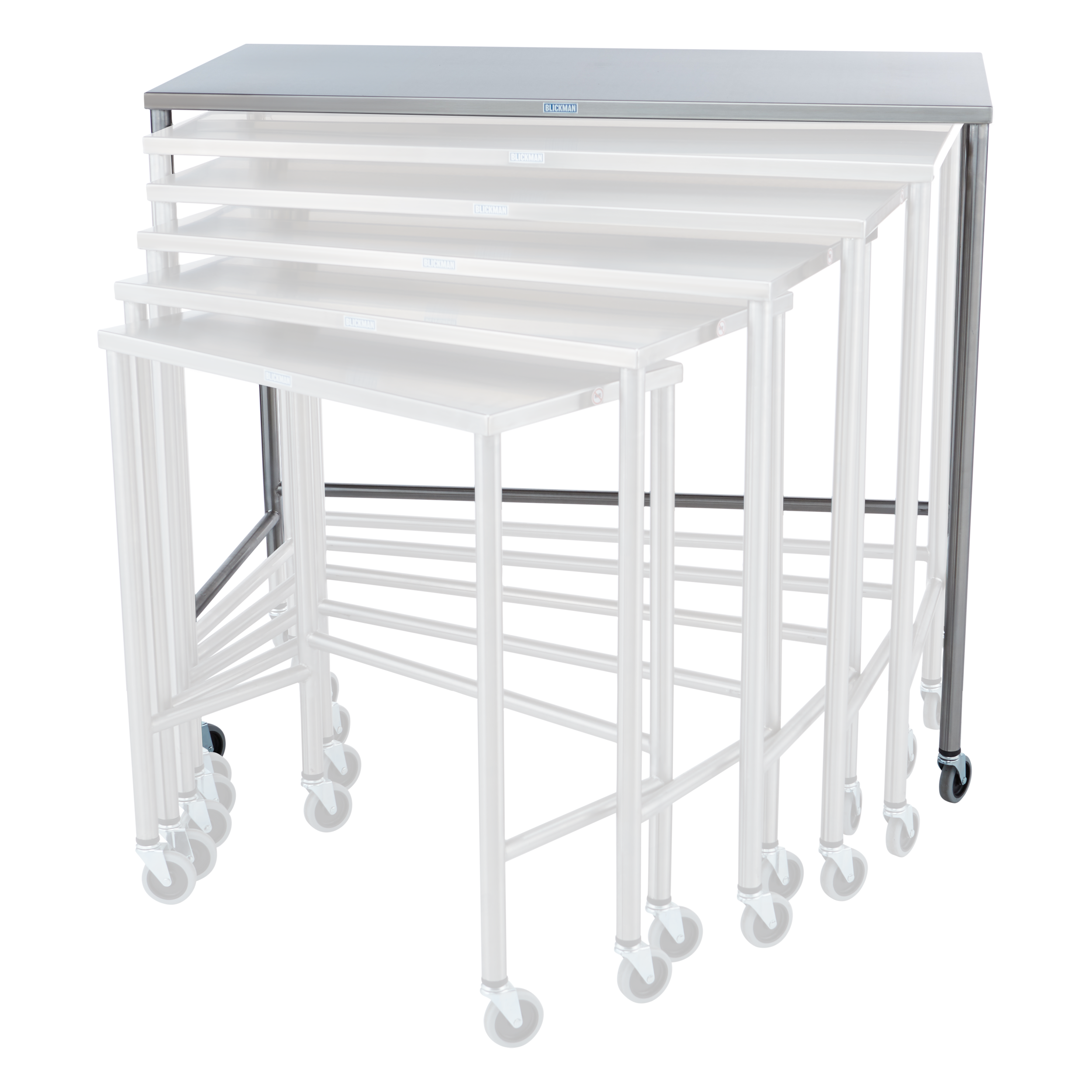 7822SS Largest Stainless Steel Nested Medical Instrument Table (48” x 42” x 24”)