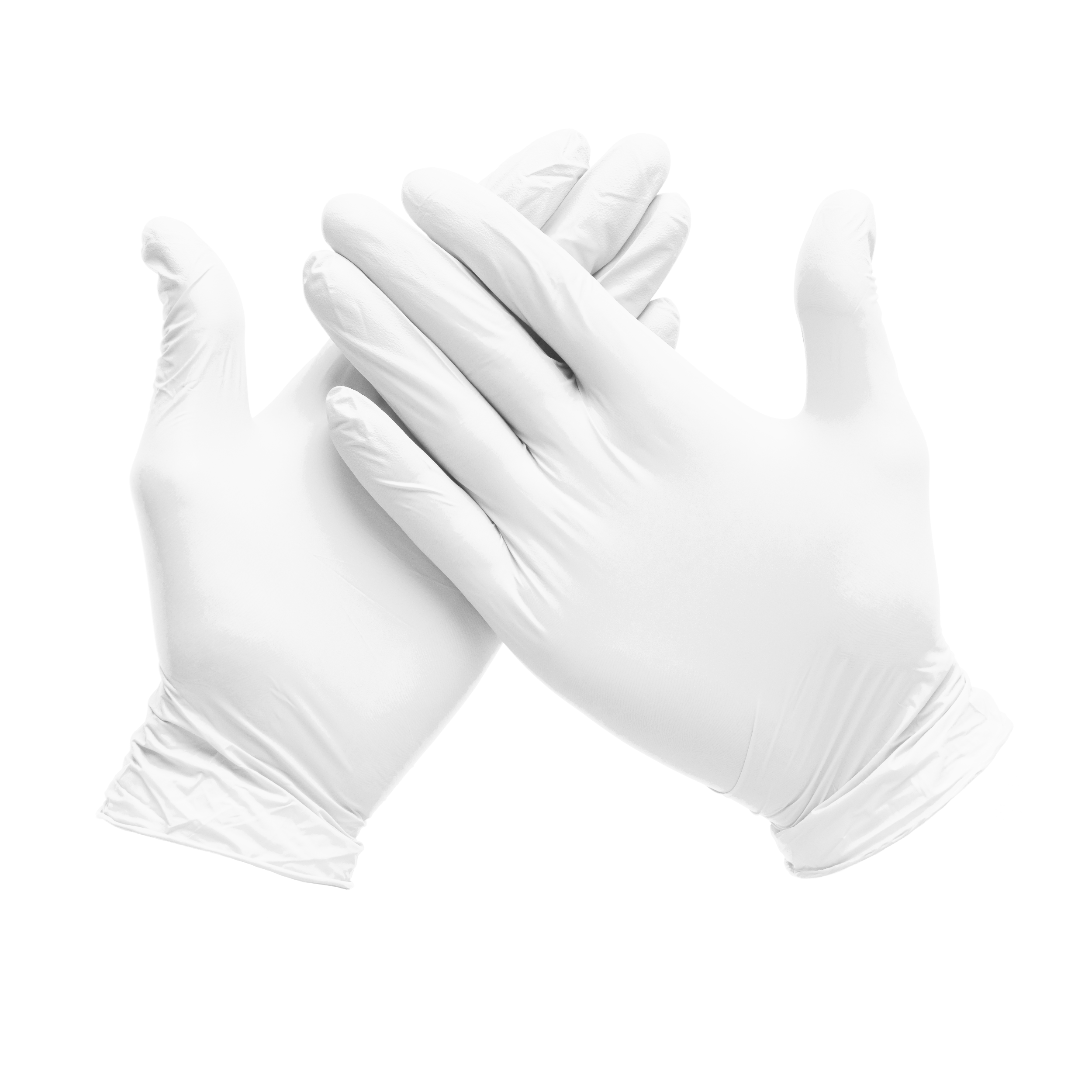 Medical PPE Gloves Available in Nitrile, Polyurethane, Vinyl and Latex; XS-XL Sizing; 100 Units per Box; Shown in White