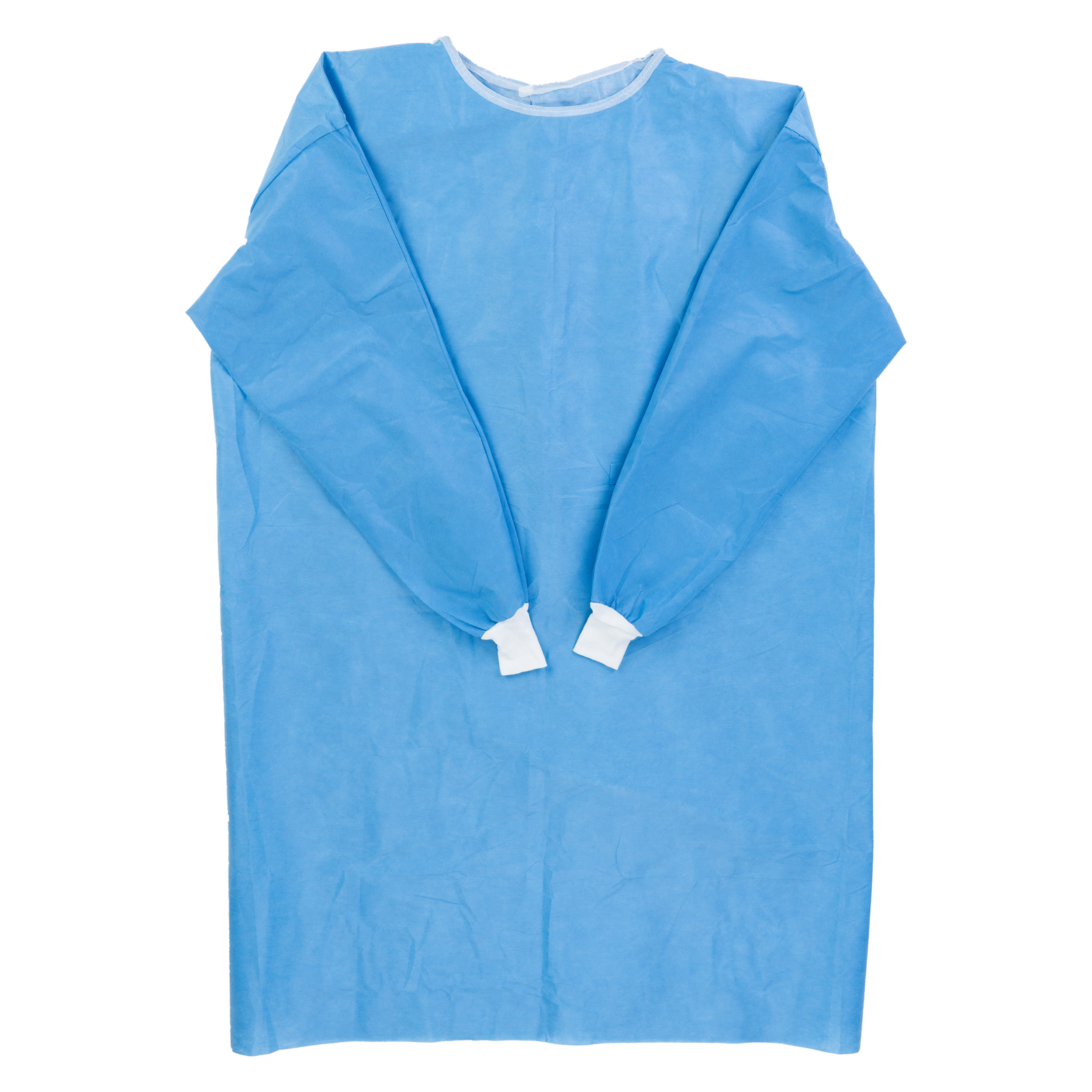 Disposable or Reusable Surgical Gown Shown Alone; Features Tape Tab Neck Style and Knit Cuff Wrist Style