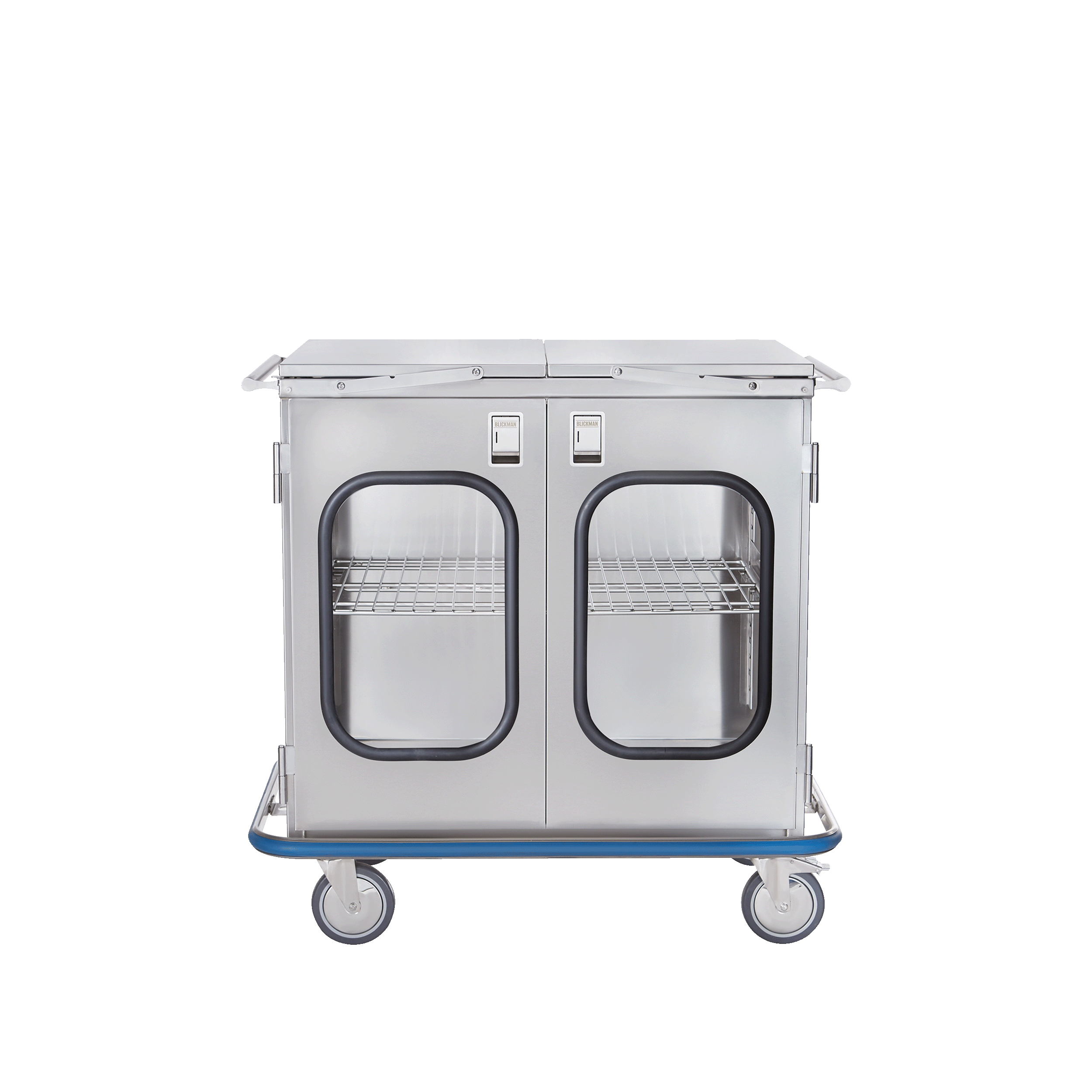 CCC2E-19G Stainless Steel Multipurpose Medical Case Cart; GIF Showcasing Extended Topper Shelves