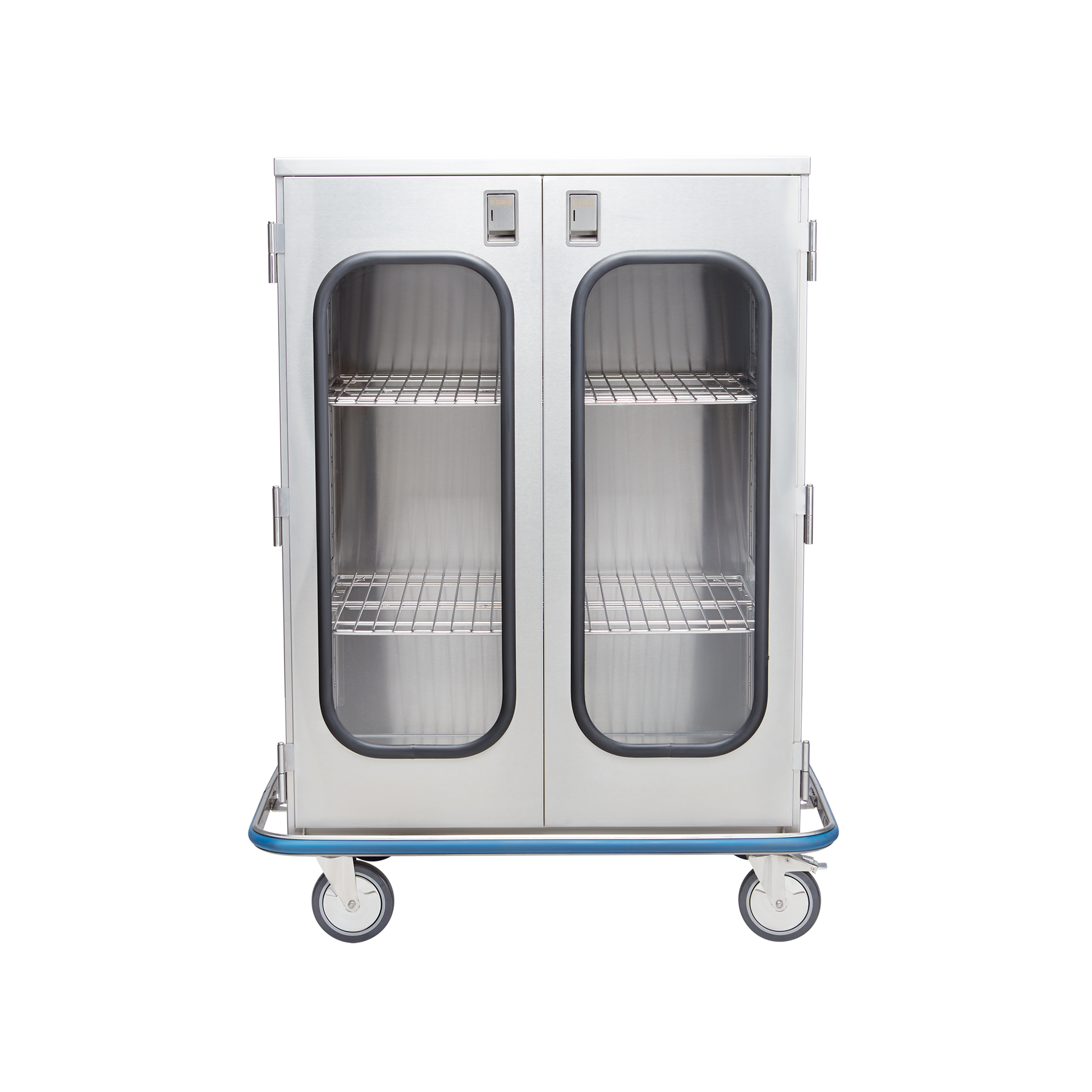 CCC5-19G Stainless Steel Ultra Space Saver Medical Case Cart with 2 Wire Pullout Shelves and 2 Glass Doors