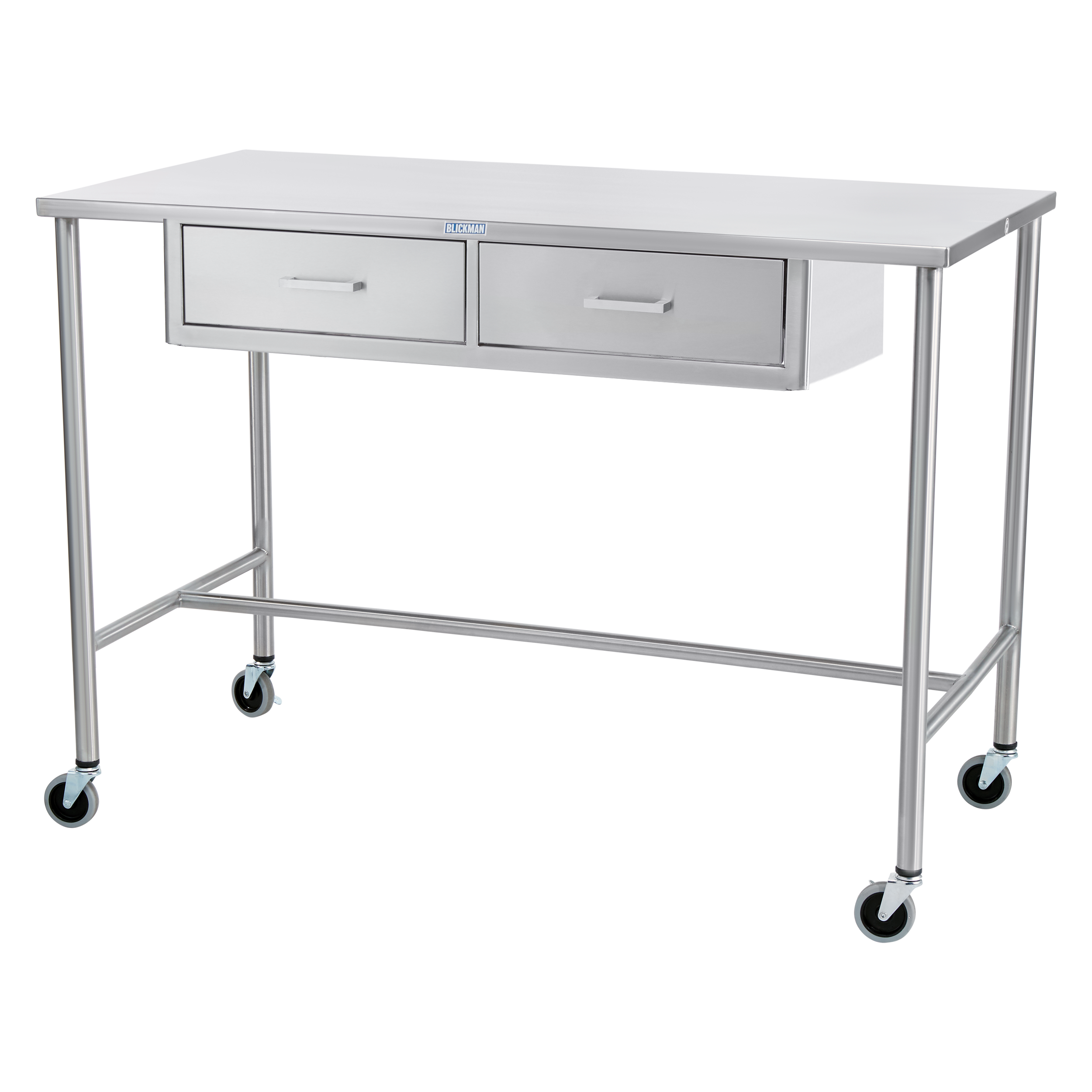 Stainless Steel Sawyer Instrument Table with H-Brace for Use in Various Medical Settings; Shown with Optional Drawer