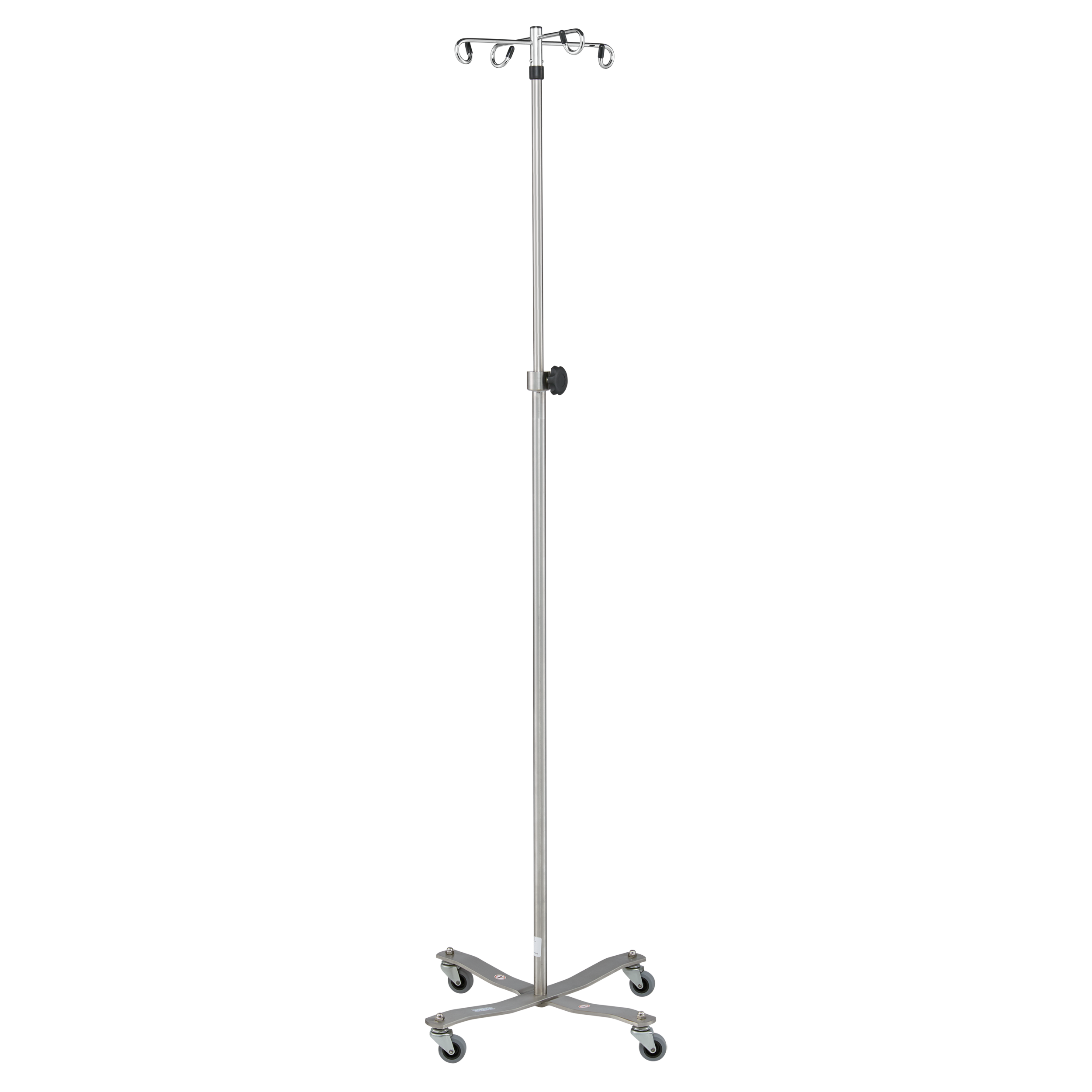 1410SS-4 4 Leg Stainless Steel IV Stand with 4 Hooks, Stainless Steel Pole, and Tru-Loc™ Height Adjustment (51-3/4"-94")