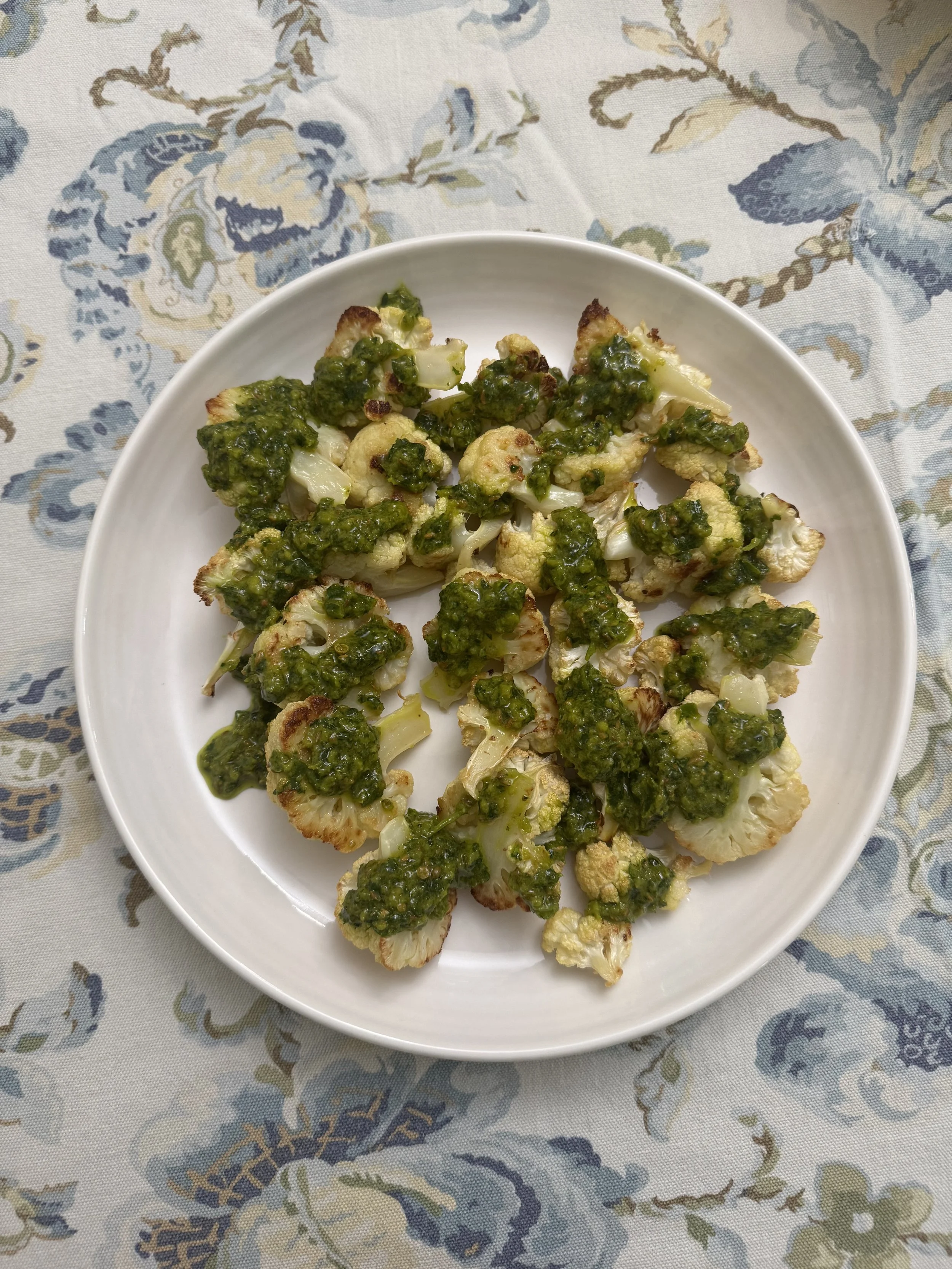 Roasted cauliflower with lemony schug