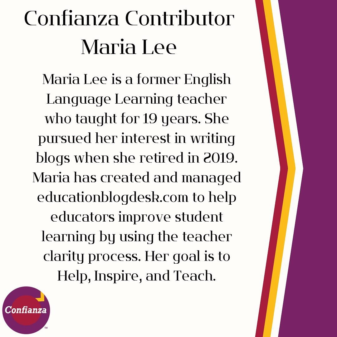 This week we will be featuring blogs by Confianza Contributor Maria Lee. 

#ell #languagelens #languagelearning #teacherlife #teachersofinstagram #teachergram #educationalblog #eslteachersofinstagram #ellteacher