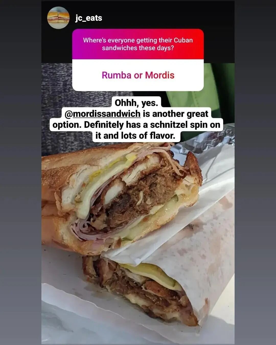 Have you tried our Crazy Cuban Sandwich?

Crispy Breaded Chicken, Ham, Pulled Pork, Sumac Pickled Red Onions, Mustard, Pickles, and Swiss on a Pressed &amp; Grilled Sub

Thanks @jc_eats for the mention! 

#MordisSandwichShop #jerseycity #wednesday #l