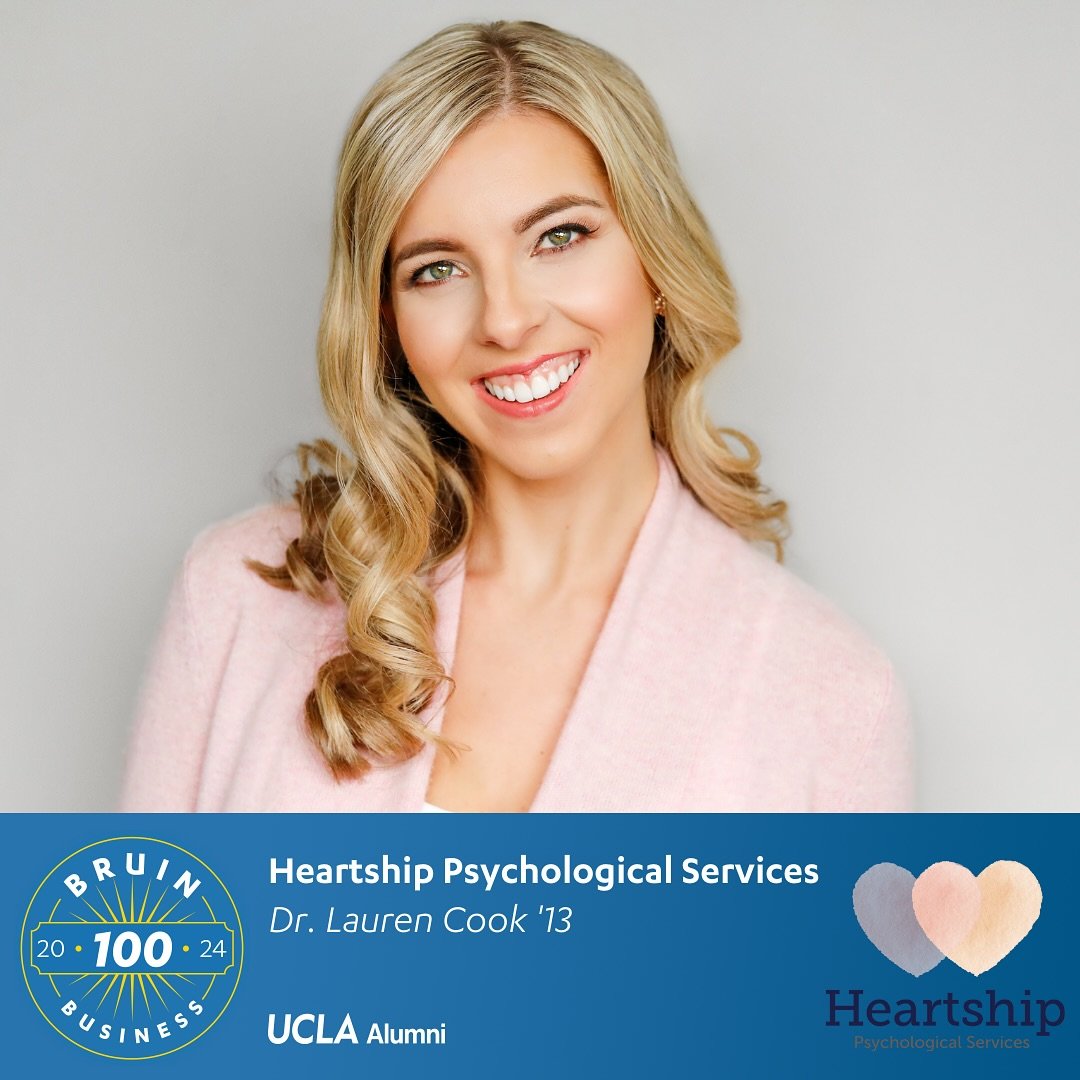 I&rsquo;m so honored that Heartship Psychological Services is included in the #Bruin100 businesses this year! Grateful to be a UCLA Alumna and looking forward to continuing to welcome new clients to my therapy practice. 
If you&rsquo;d like to begin 