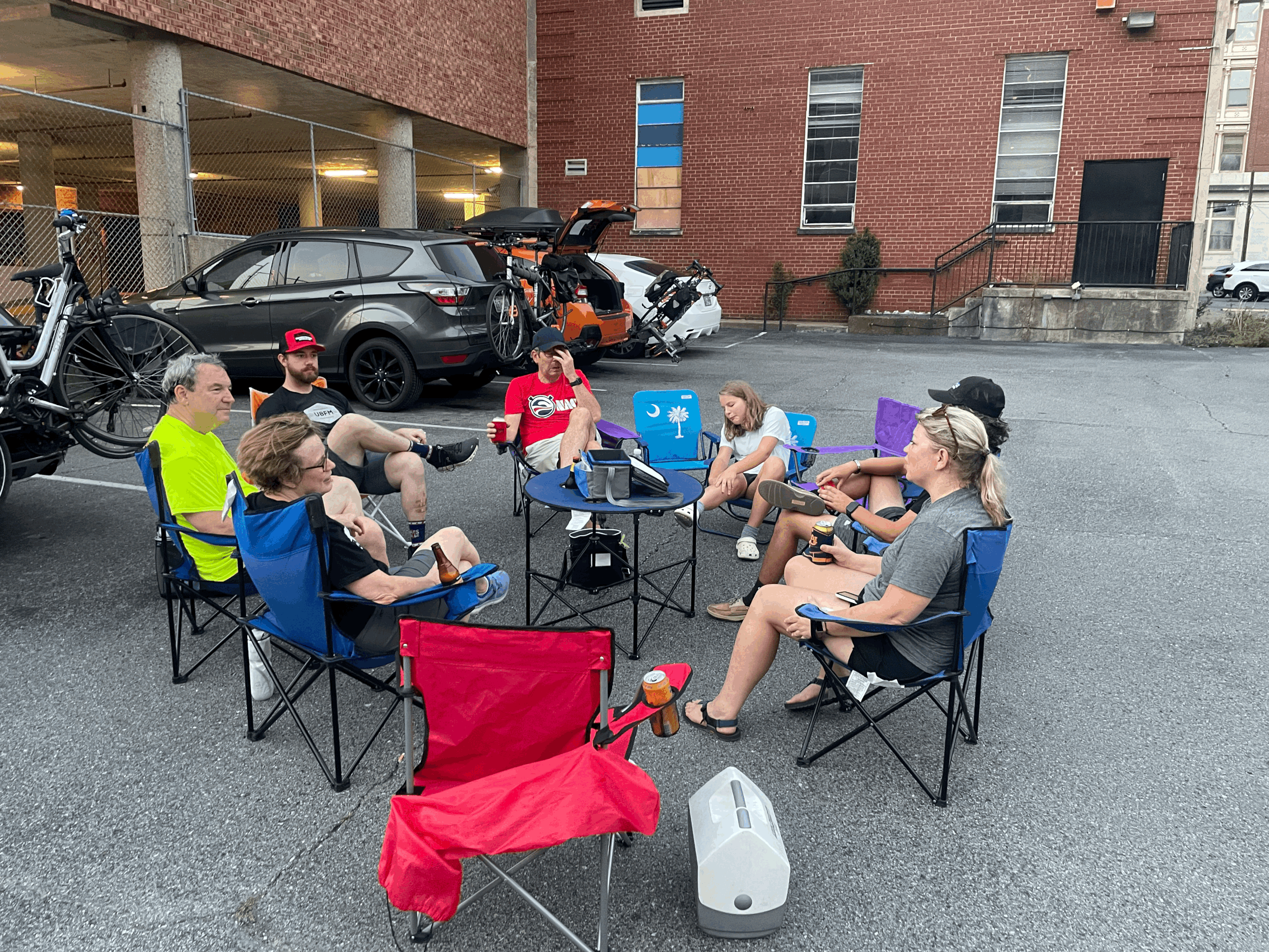 Michelle Sloan offering food and water to some of our neighbors.