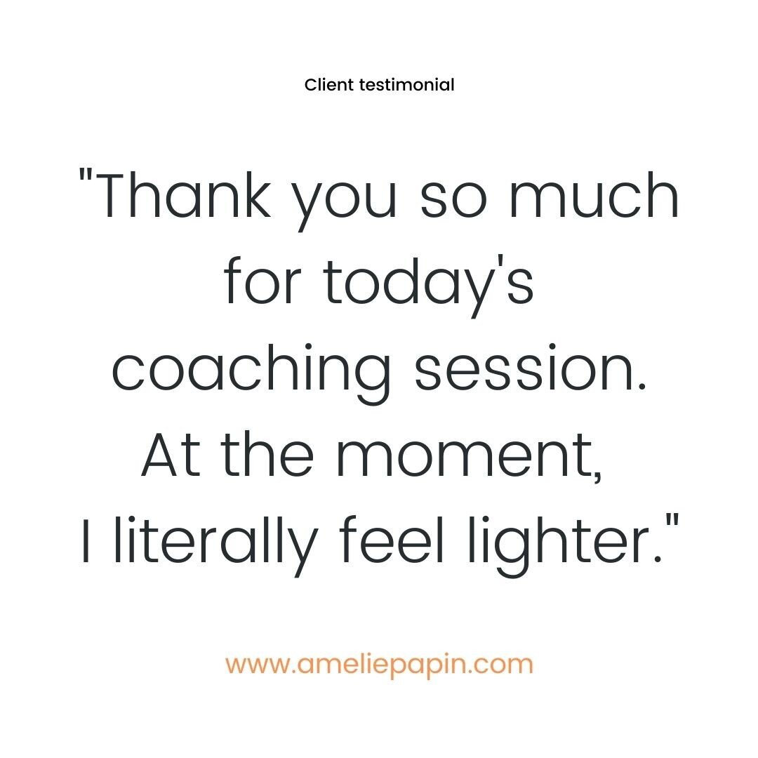 ⭐CLIENT TESTIMONIAL⭐

&quot;Thank you so much for today's coaching session. At the moment, I l literally feel lighter.&quot; 

Those were my client's words at the end of our very first coaching session. 🤩 

It's a 1h30 session where we: 
⭐set the fo