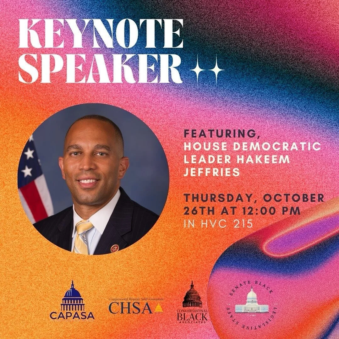 🎙️ Leader Jeffries
🗓️ Thursday, Oct 26th 
🕕 12 PM in HVC 215
RSVP ➡️ Check Our Story