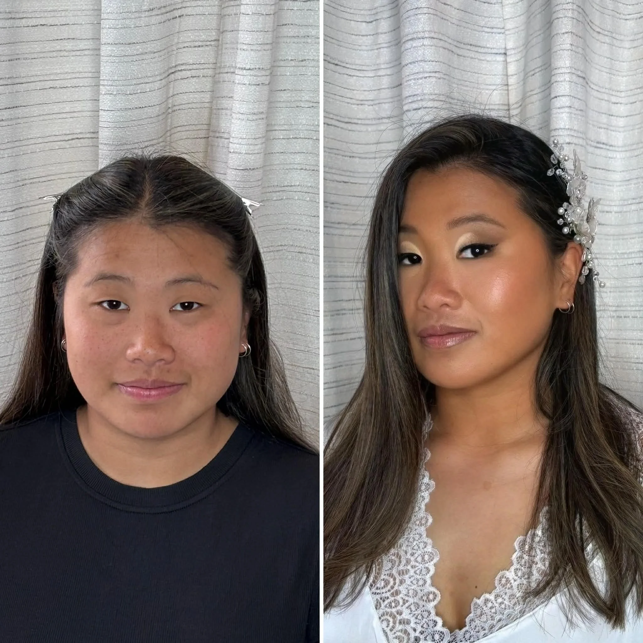 before and after asian makeup
