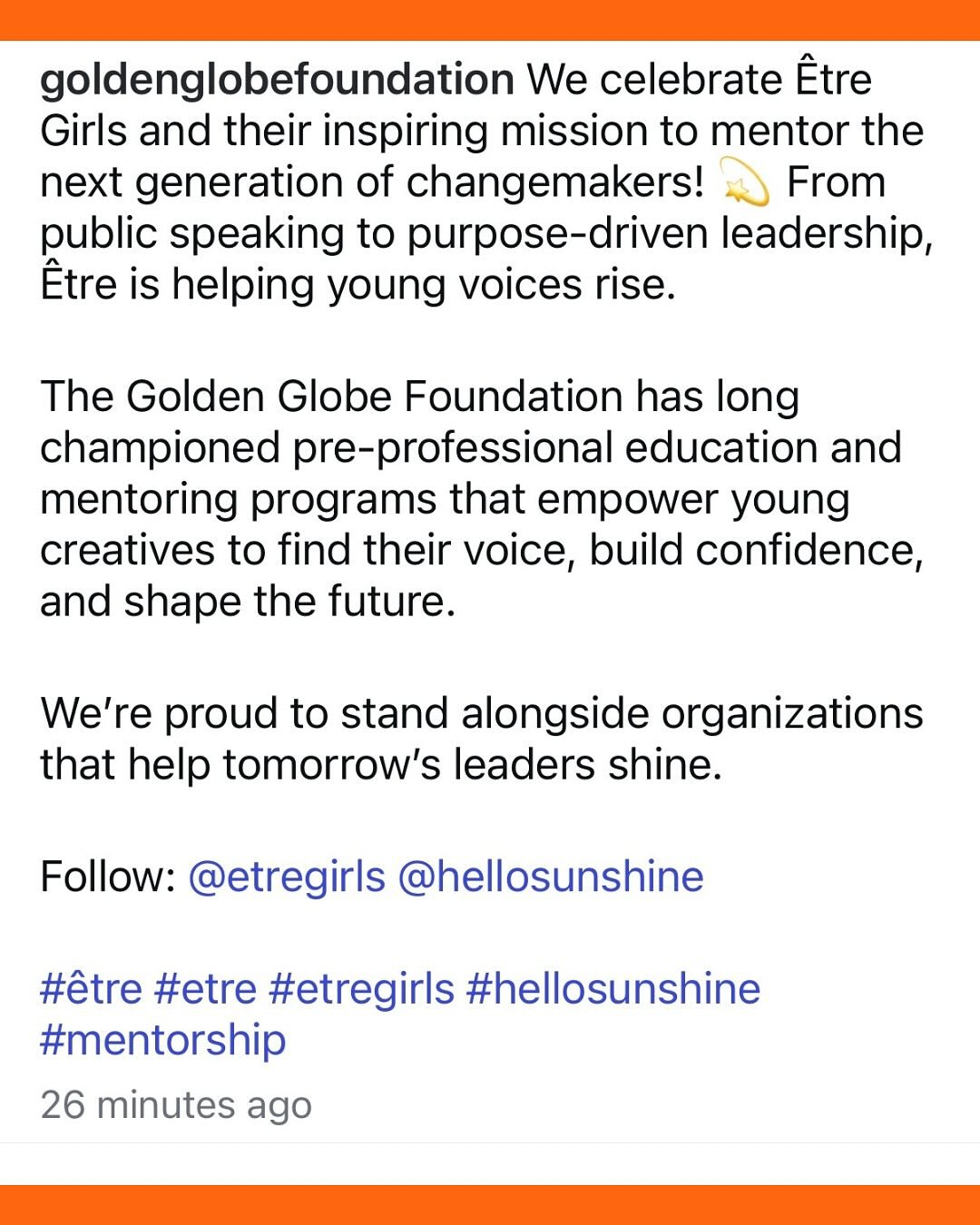 When the @goldenglobefoundation makes your entire day&hellip;! We can&rsquo;t wait for what&rsquo;s next! 🤩

#goldenglobes #mentorship #goldenglobefoundation #newfriends #whodoyouwanttobe #mentorsmatter #etregirls