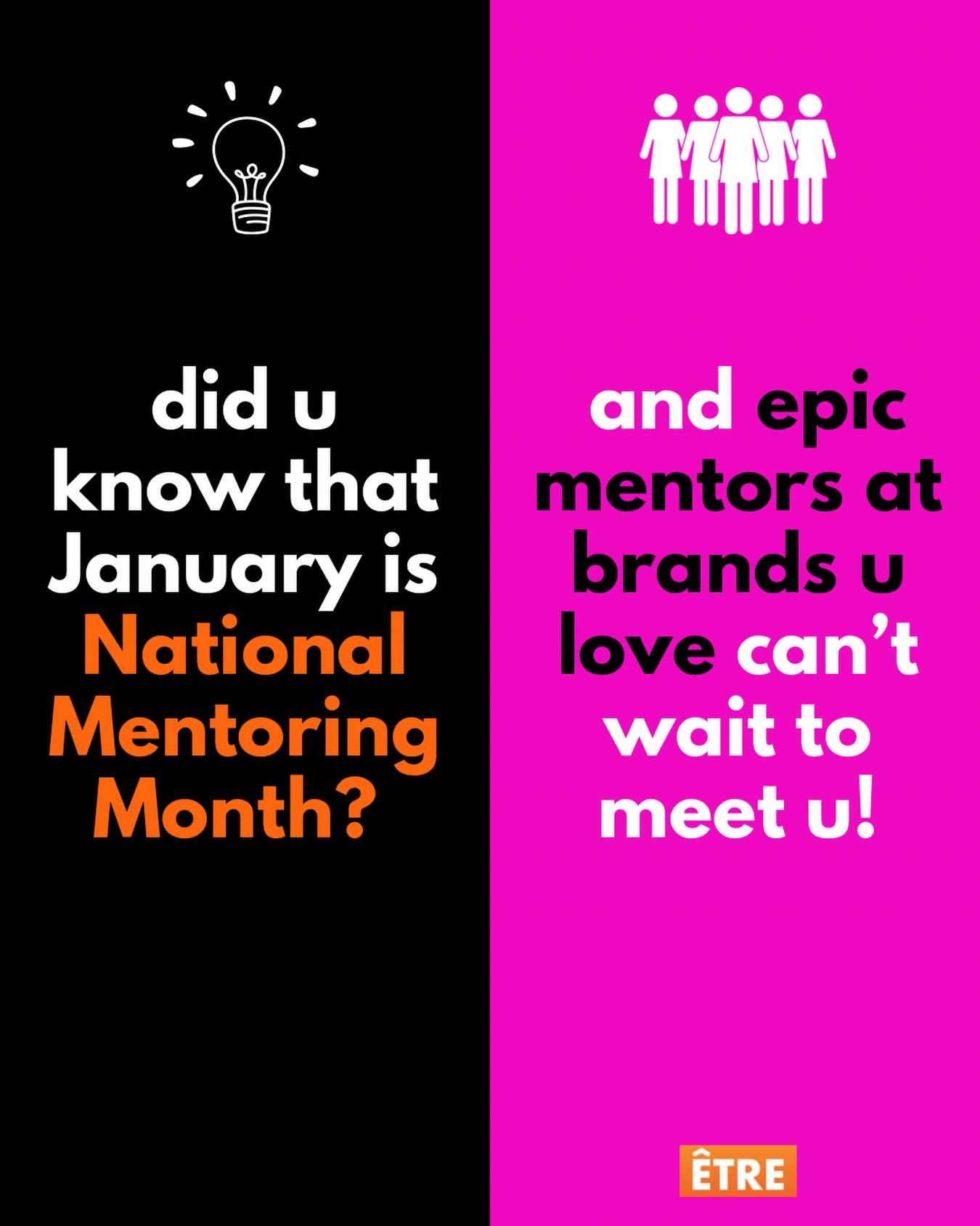 Yep, it&rsquo;s true! January is #nationalmentoringmonth and truly at the heart of what &Ecirc;tre does - bringing girls into boardrooms at companies they love and face to face with female leaders. ✨

Simple? It is. Plans? Ready. Stay tuned as we int