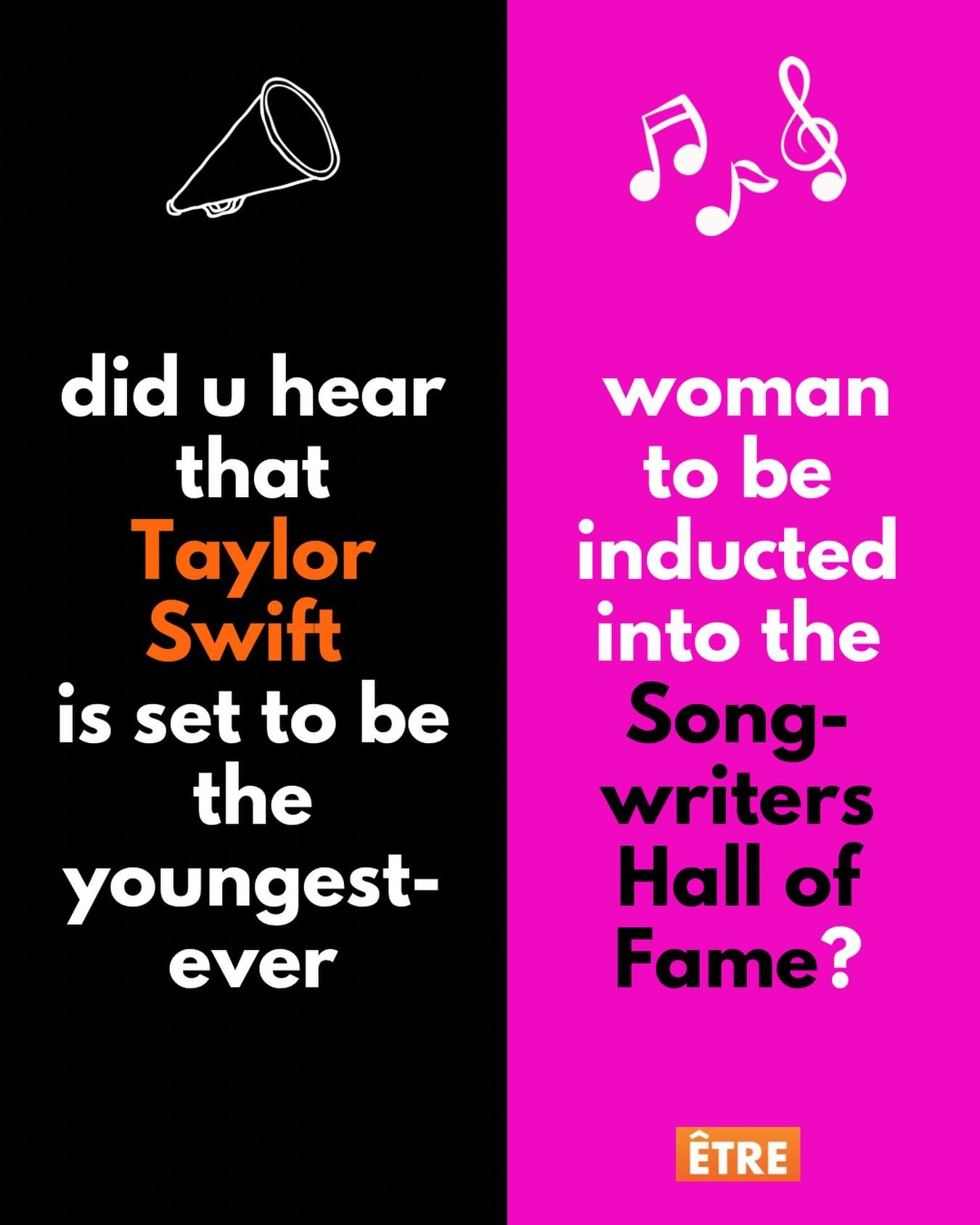 Yup, it&rsquo;s true! At 36 @taylorswift will become the youngest female and the second-youngest songwriter ever inducted into the Songwriters Hall of Fame, right behind Stevie Wonder who was 33 when he was inducted.

The announcement was made today 