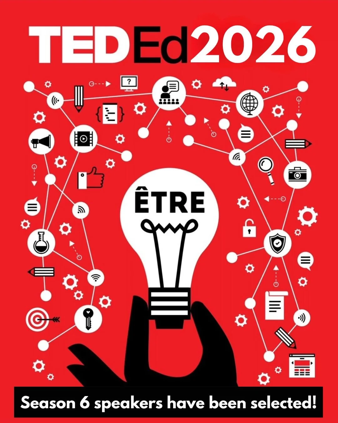 IT&rsquo;S HERE!! ✨

We are thrilled to announce Season 6 of &Ecirc;TRE TED-ED - with over 100 speakers selected!!

Hailing from 7 countries and 18 U.S. states, this season represents our largest cohort yet, with an array of innovative topics that wi
