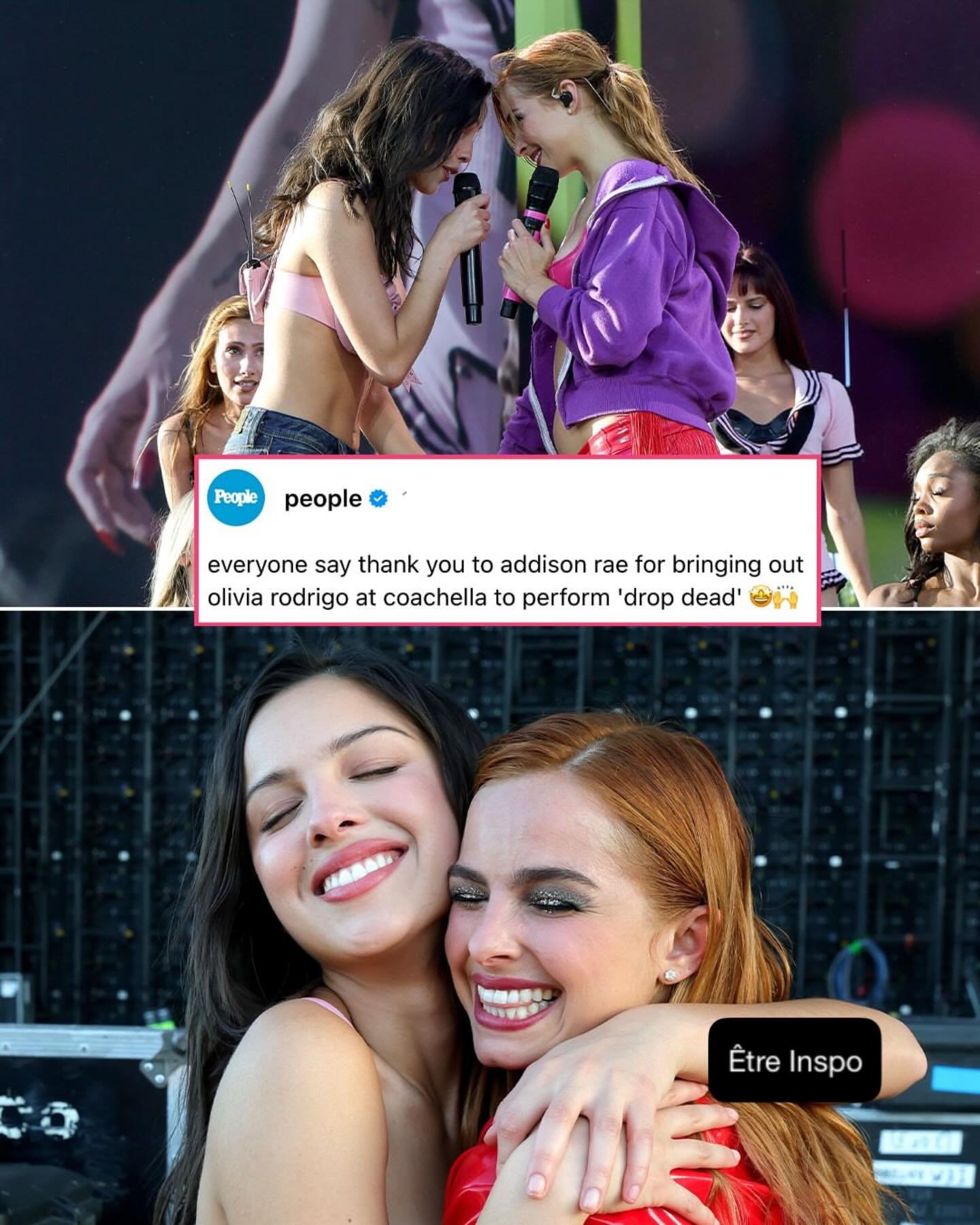 All together now - THANK YOU!!! 🙋🏽&zwj;♀️🙋🏻&zwj;♀️🙋🏼&zwj;♀️

When music mentor moments make our weekend&hellip; 🧡

📸 @people | @coachella 

#coachella #addisonrae #oliviarodrigo #whodoyouwanttobe #etregirls