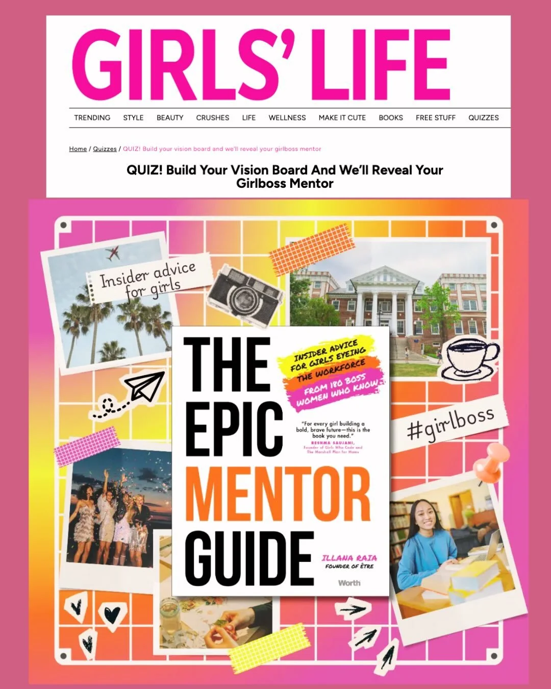 THANK YOU @girlslifemag for this girlboss mentor spotlight! We 💖💖💖 the &ldquo;find your epic mentor&rdquo; vision board quiz and we&rsquo;re honored to be on your TBR list this month!! 📚

👉 Link in our bio to take the quiz - then DM us to let us