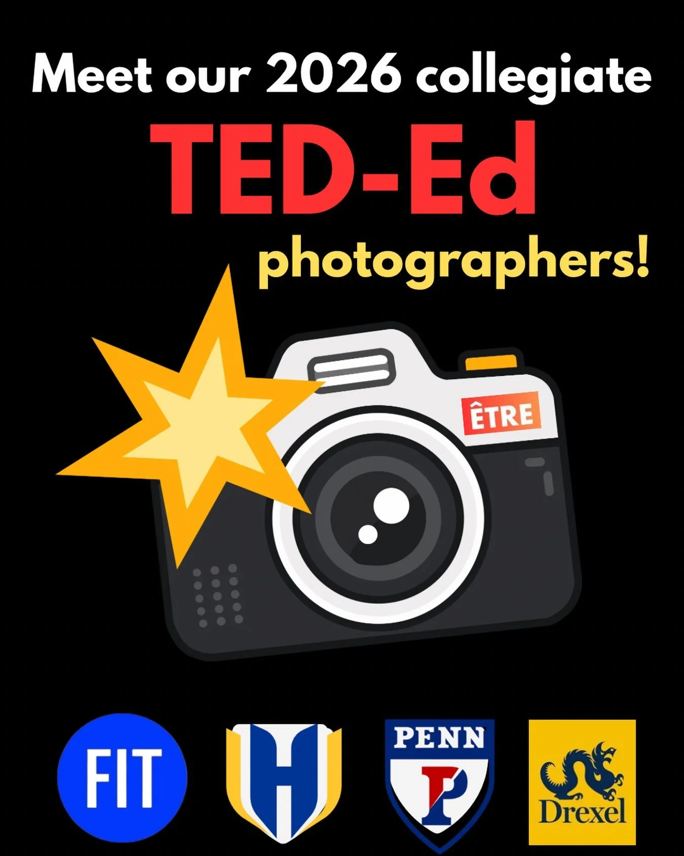 We&rsquo;re honored to announce the 2026 &Ecirc;TRE TED-Ed photographers - meet @i.hannajung @brooklynn_riley @allisonchoong &amp; @wichitacientifica!! 📸

Joining us from @hofstrau @fitnyc @drexeluniv and @uofpenn, these 4 rockstars will be capturin
