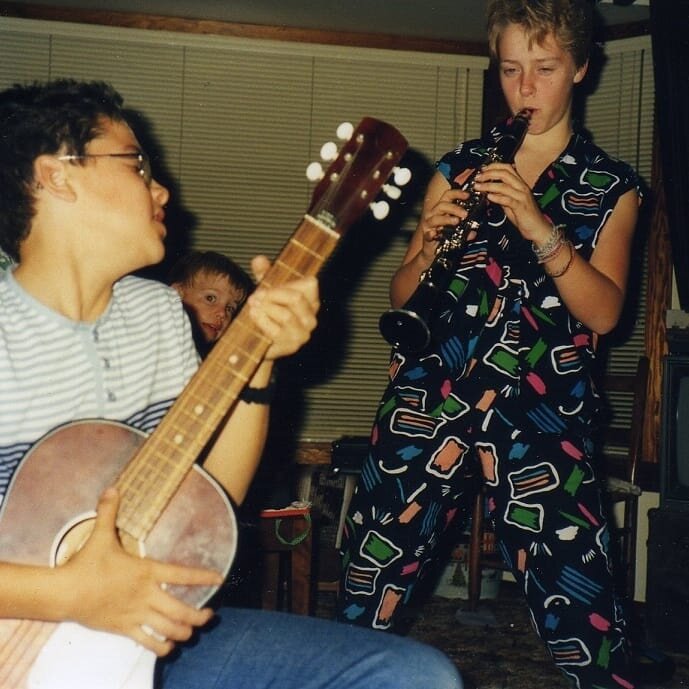 Here I am in the 80s just ROCKING my clarinet.⁣
⁣
#powerstance #clarinetrocks #80sfashion #throwbacksaturday