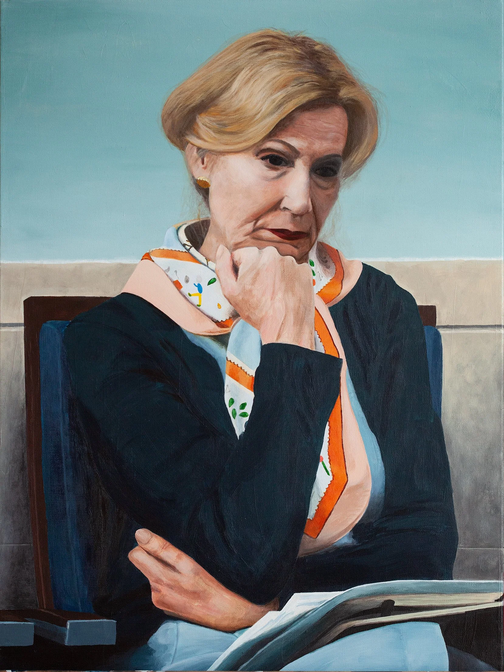 "Dr. Birx", 18"x24", Acrylic on cradled birch panel.  Painted from a Washington Post photo.