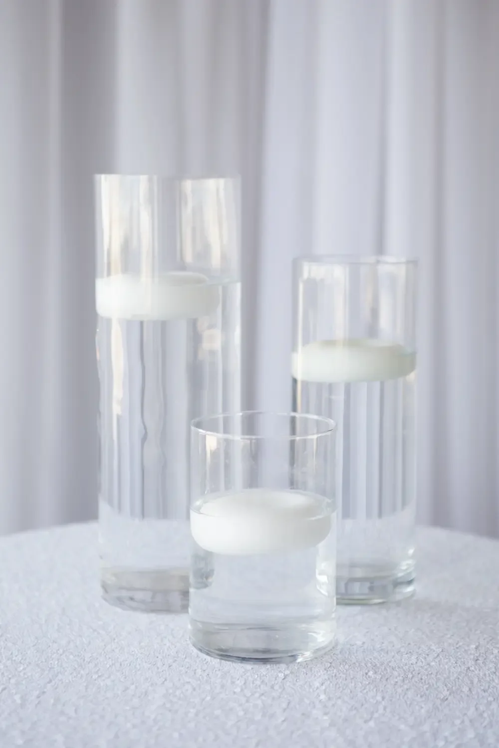 Cylindar trio with
floating candles