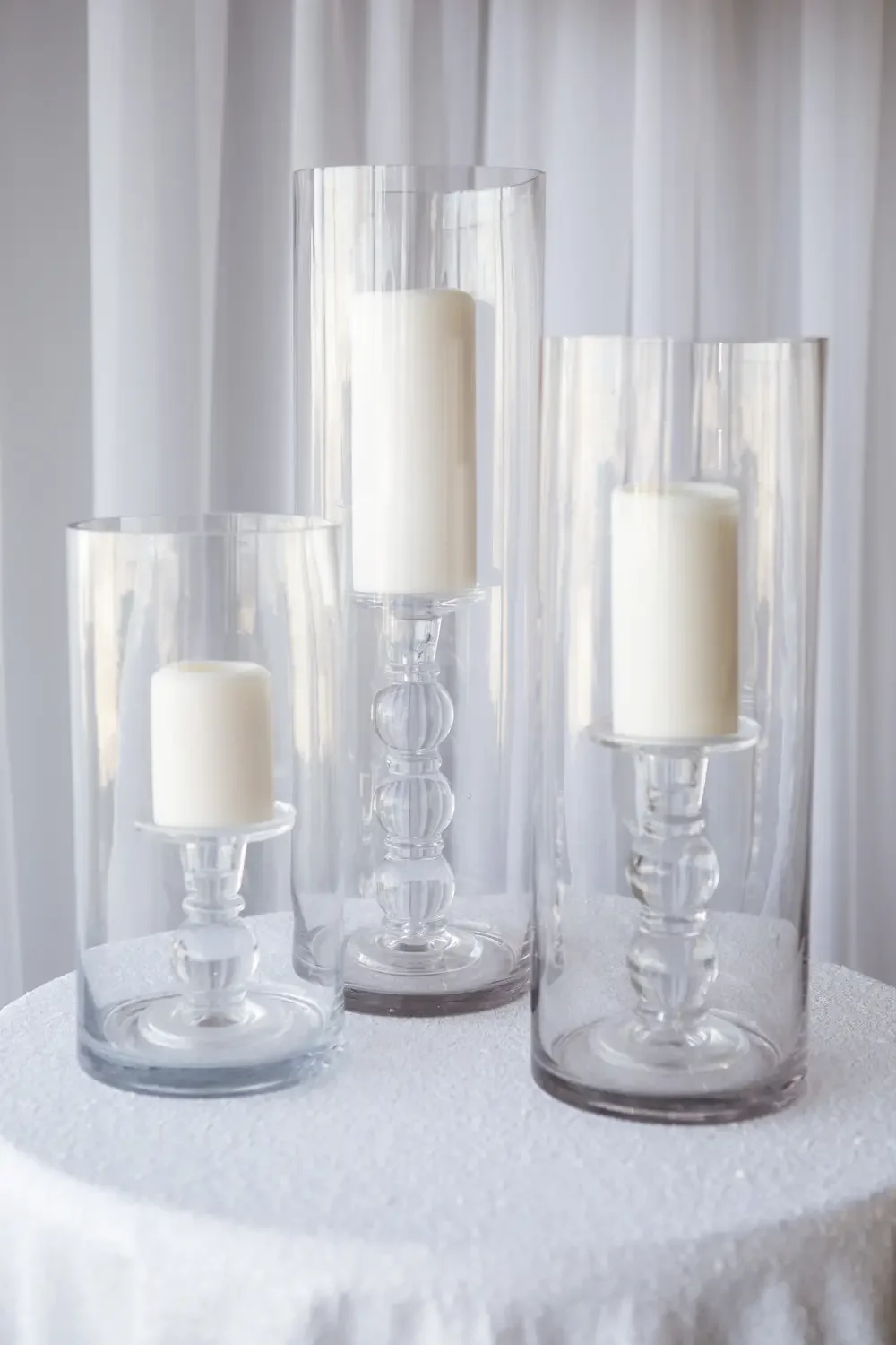 Large cylinder trio with 
bubble candle holder