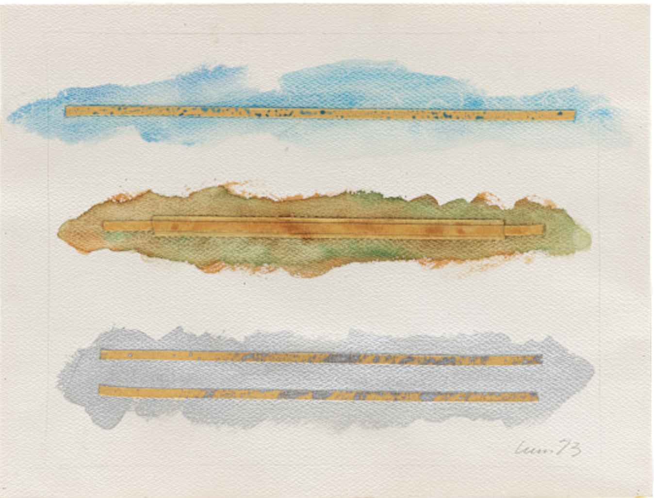 3 Horizontal Stripes/Streams*, 1973
Watercolor on paper
12.875 x 16.875 in  
