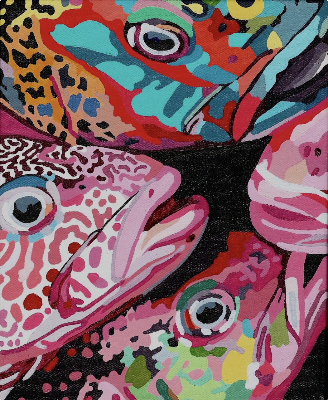 11"x8" Fish Garden, ABV Gallery, acrylic on canvas, 2026