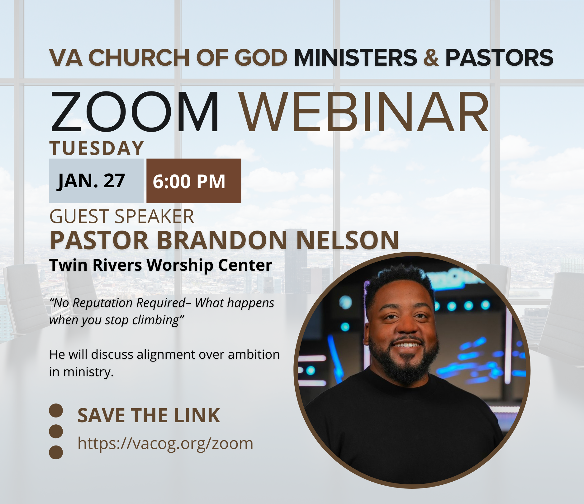 VACOG WEBINAR with Brandon Nelson Jan. 27 at 6 PM