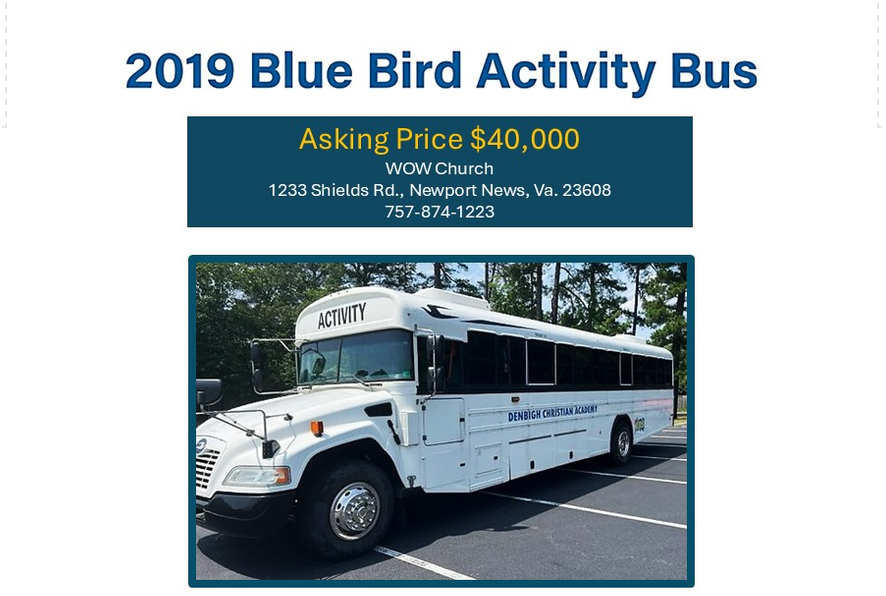 2019 Blue Bird Activity Bus For Sale (Newport News)