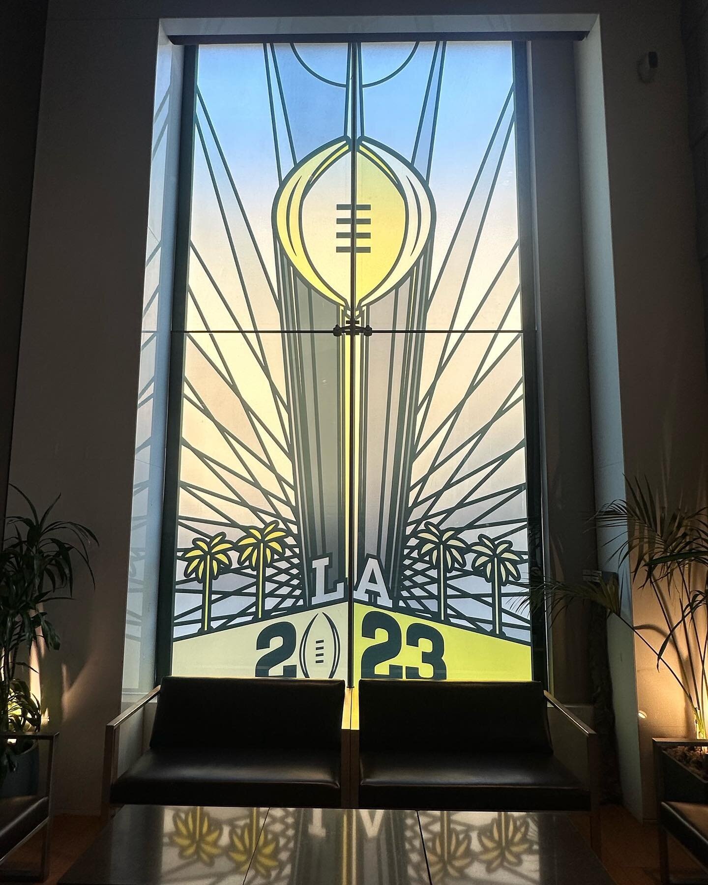 A special haven for special guests, where Art Deco meets Touchdown Jesus. It may have rained in LA, but our ceiling dripped championship gold. @cfbplayoff  #experiencerevere