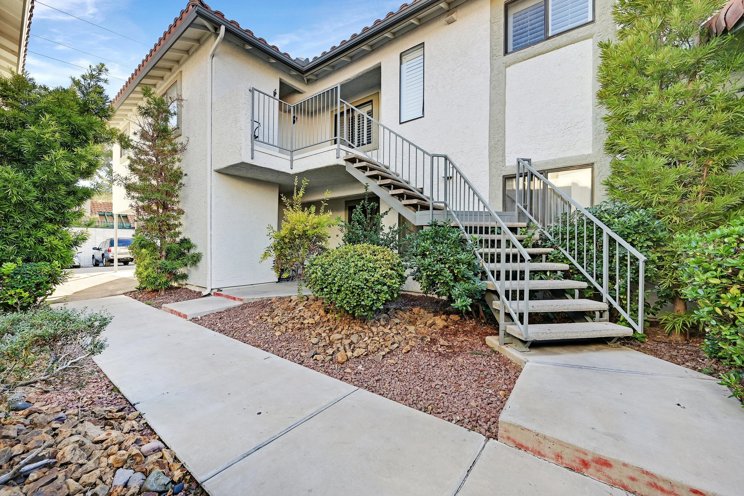 Townhouse with parking for this downstairs two-bedroom home.