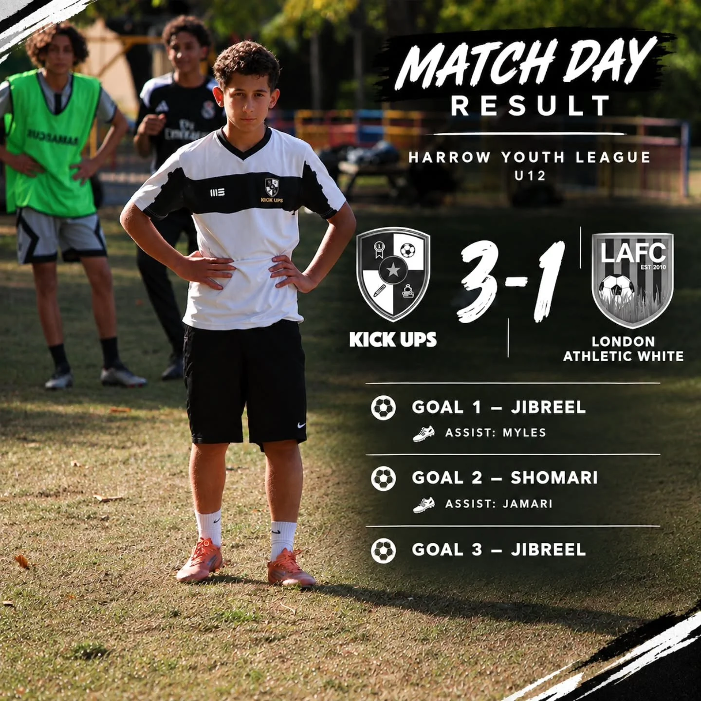 KickUps vs London Athletic White : 3-1

The boys put in a good display today.

They grew into the game, showing a clear jump in quality by the second half. They were more relentless, fierce and front-footed, showing exactly the mentality the coach wa