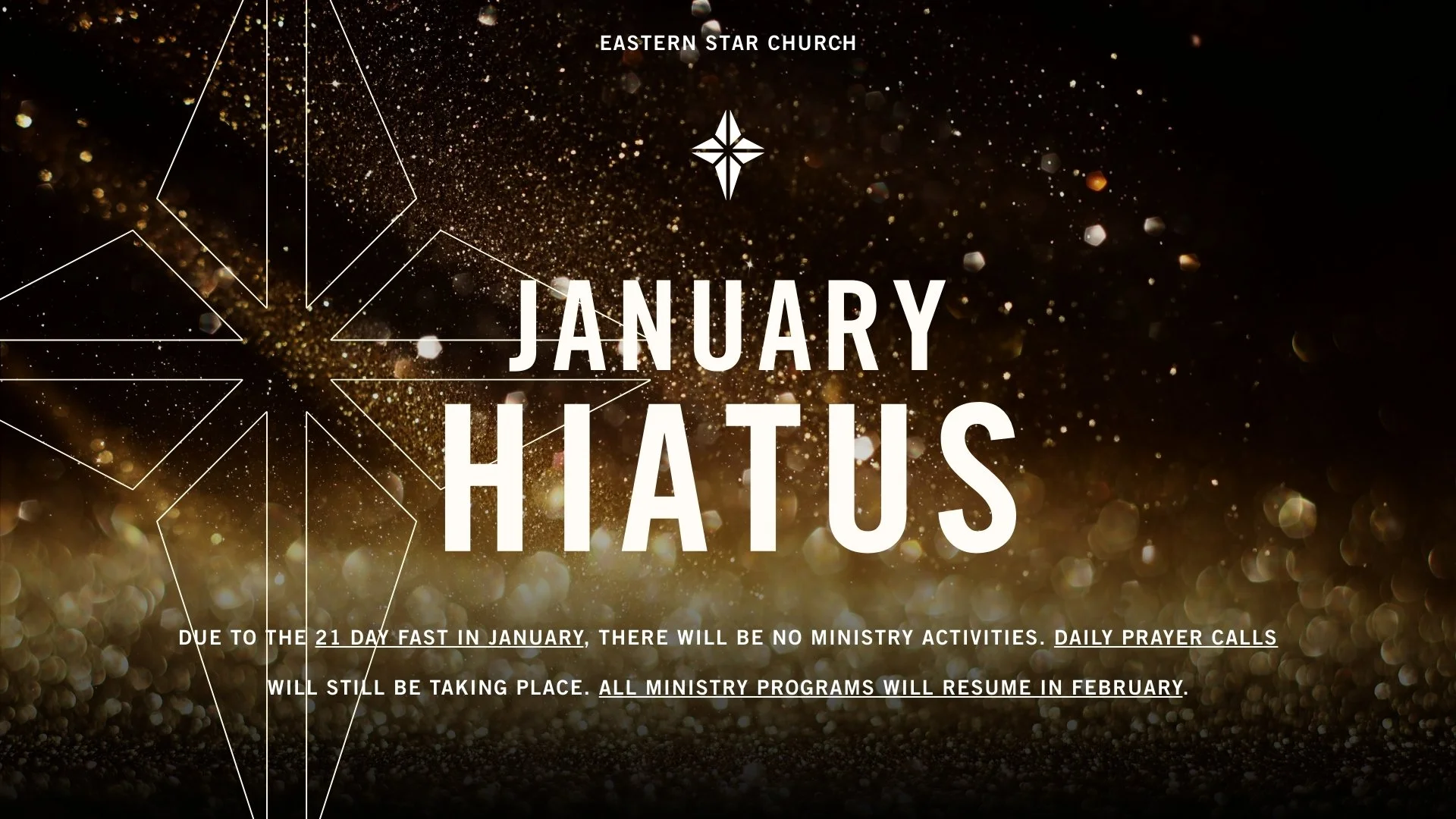 January Ministry Hiatus