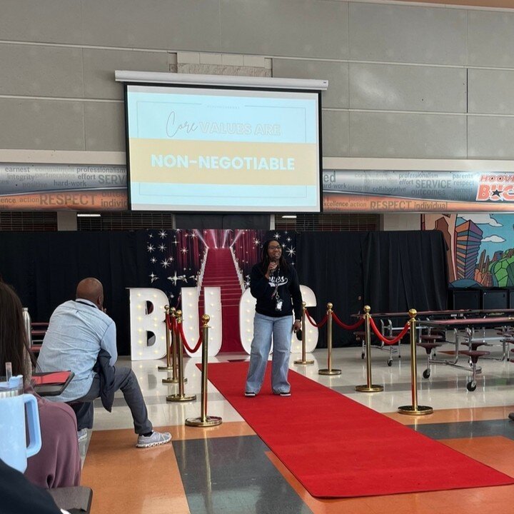 The Hope Institute was honored to have two of our staff, Liz Huntley and Lydia Barnett, speaking at Hoover High School's professional development day this week! On Monday, Hoover High rolled out the red carpet for their new Core Values (Respect, Resp