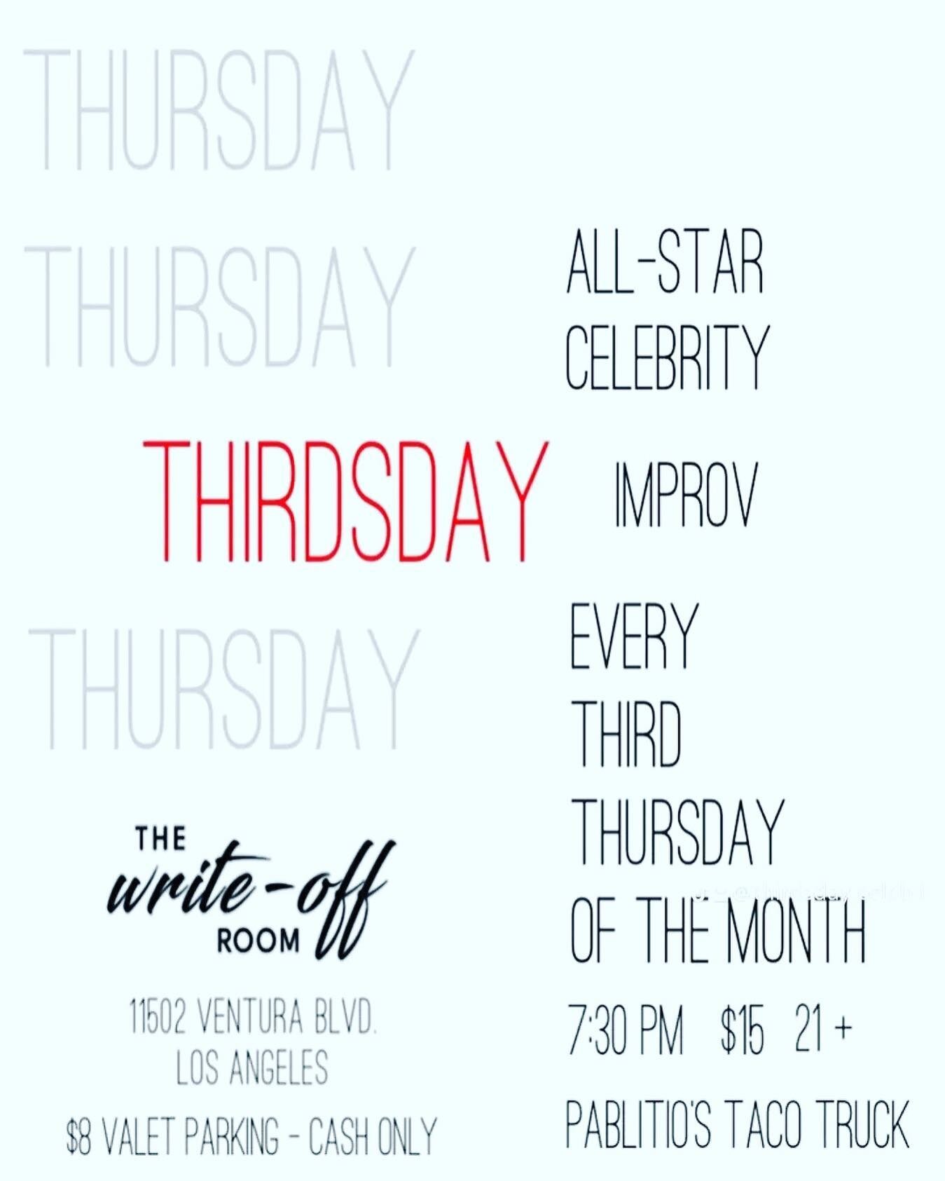 Celeb comedians from TV, film &amp; cartoons turn your suggestions into comedy on the THIRD THURSDAY OF EVERY MONTH. Tix for 8/24 show available 8/18 @thewriteoffroom