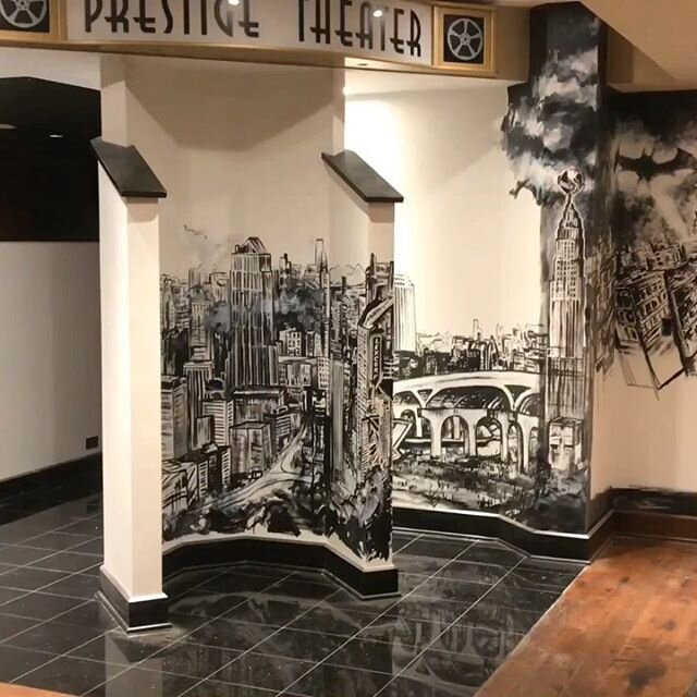 A little in progress video. 🤟😛 An entryway to a home theater, super hero + Cleveland themed! 🎥 🍿 🦸&zwj;♂️ 🦸&zwj;♀️ #muralartist #superheroart #clevelandartist #radwall #clevelandmural #wip #muralartist #painting🎨