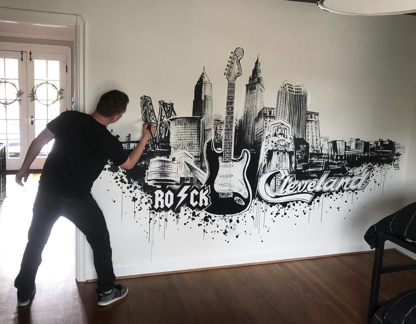 ROCK N ROLL mural for a kids room.