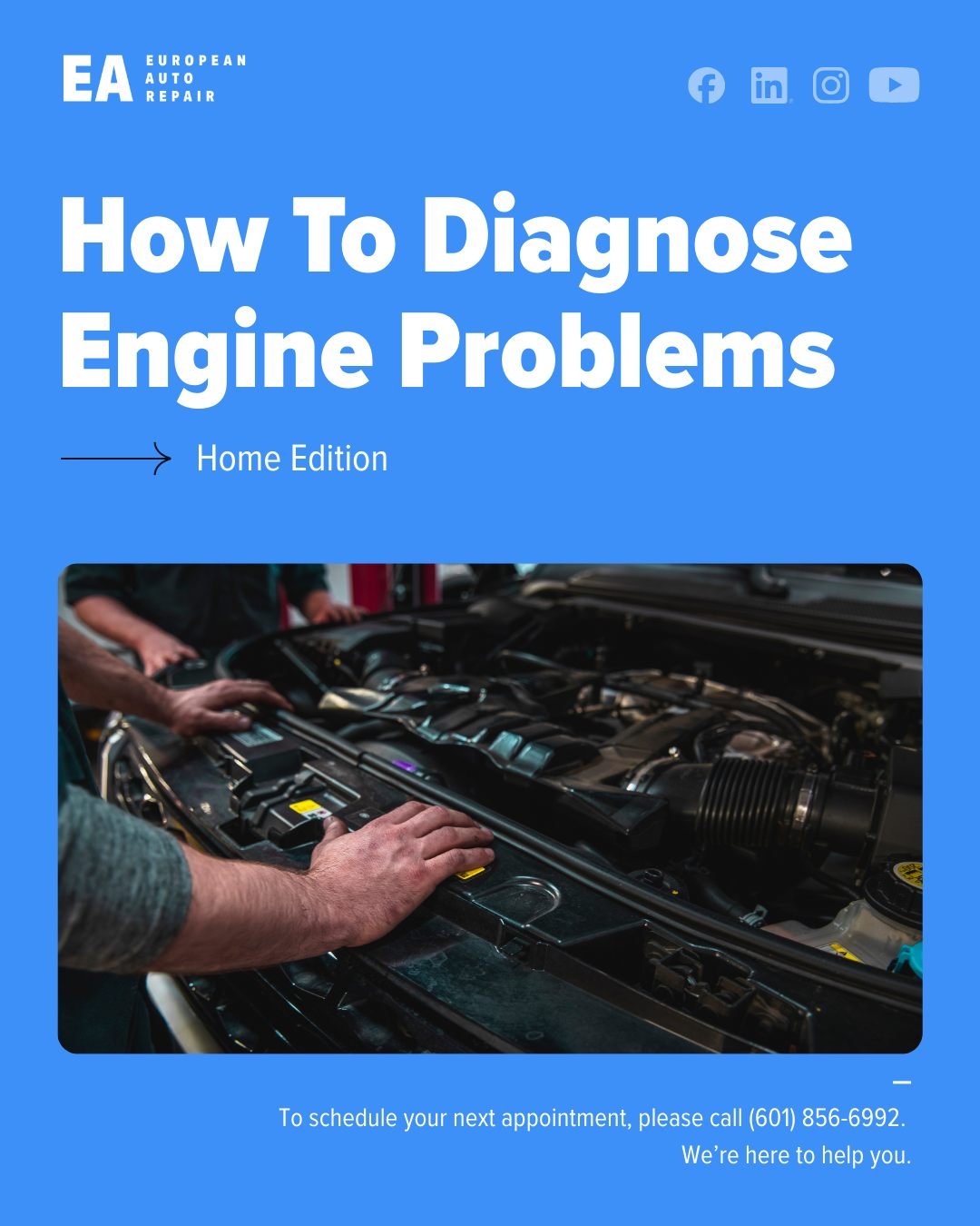 Here are some common engine symptoms and possible causes, which you can investigate at home.