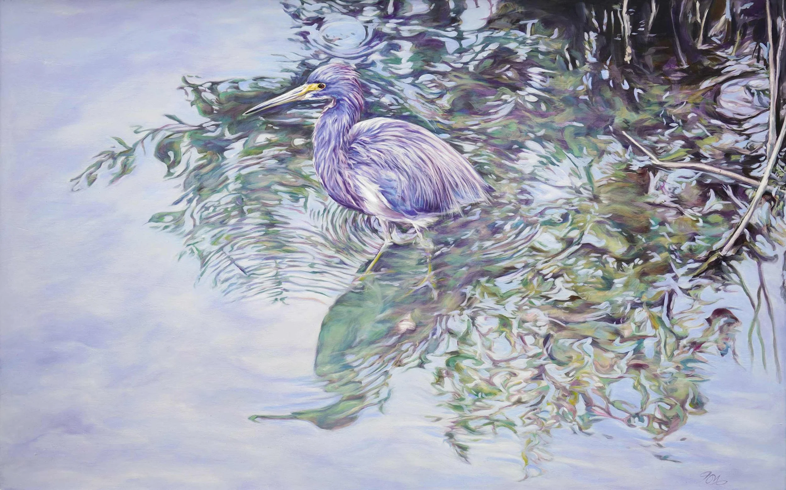 "Shadows and Reflections"  25" x 47"  oil on watercolor paper,  $5,000