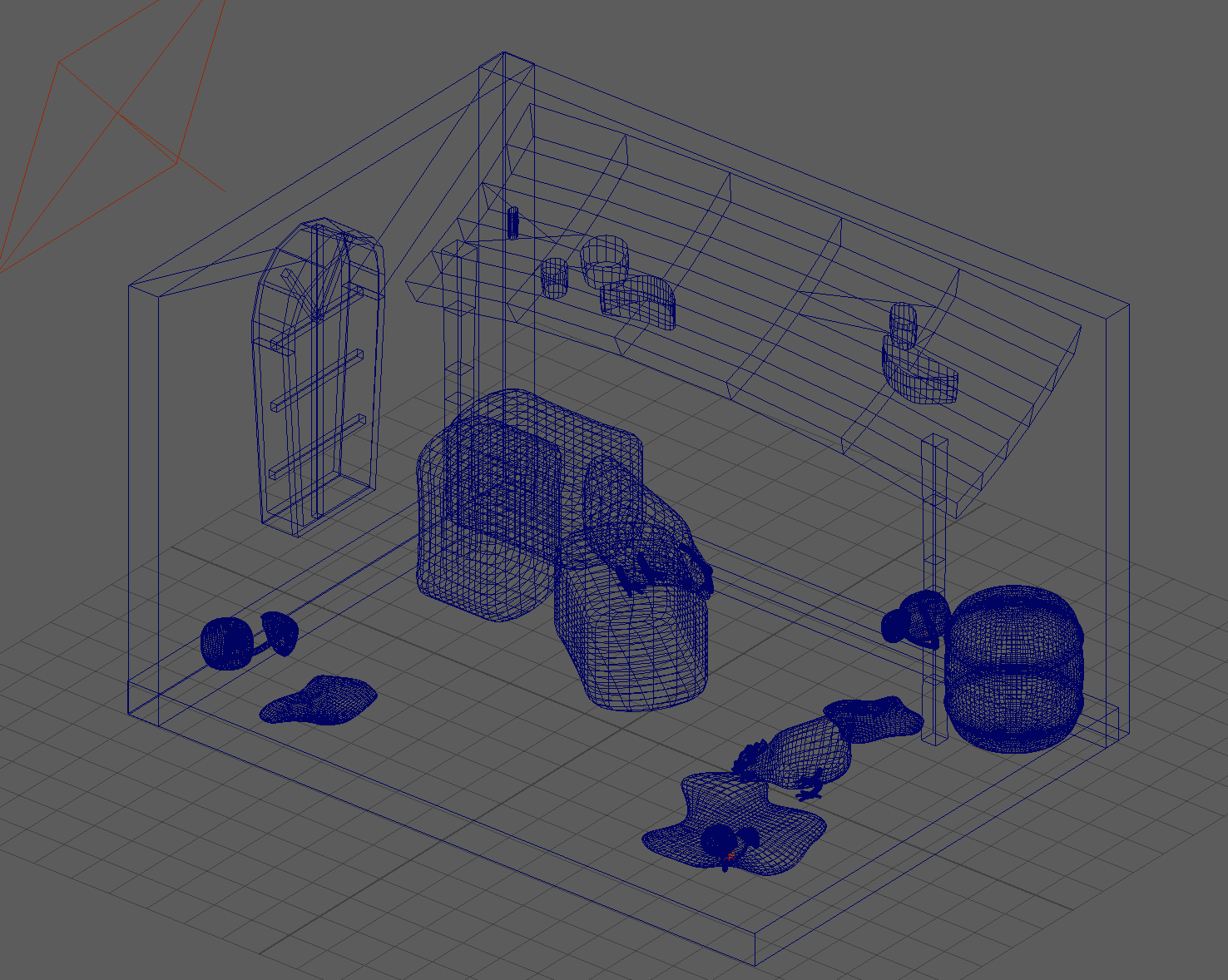 3D Barn Scene Wireframe
