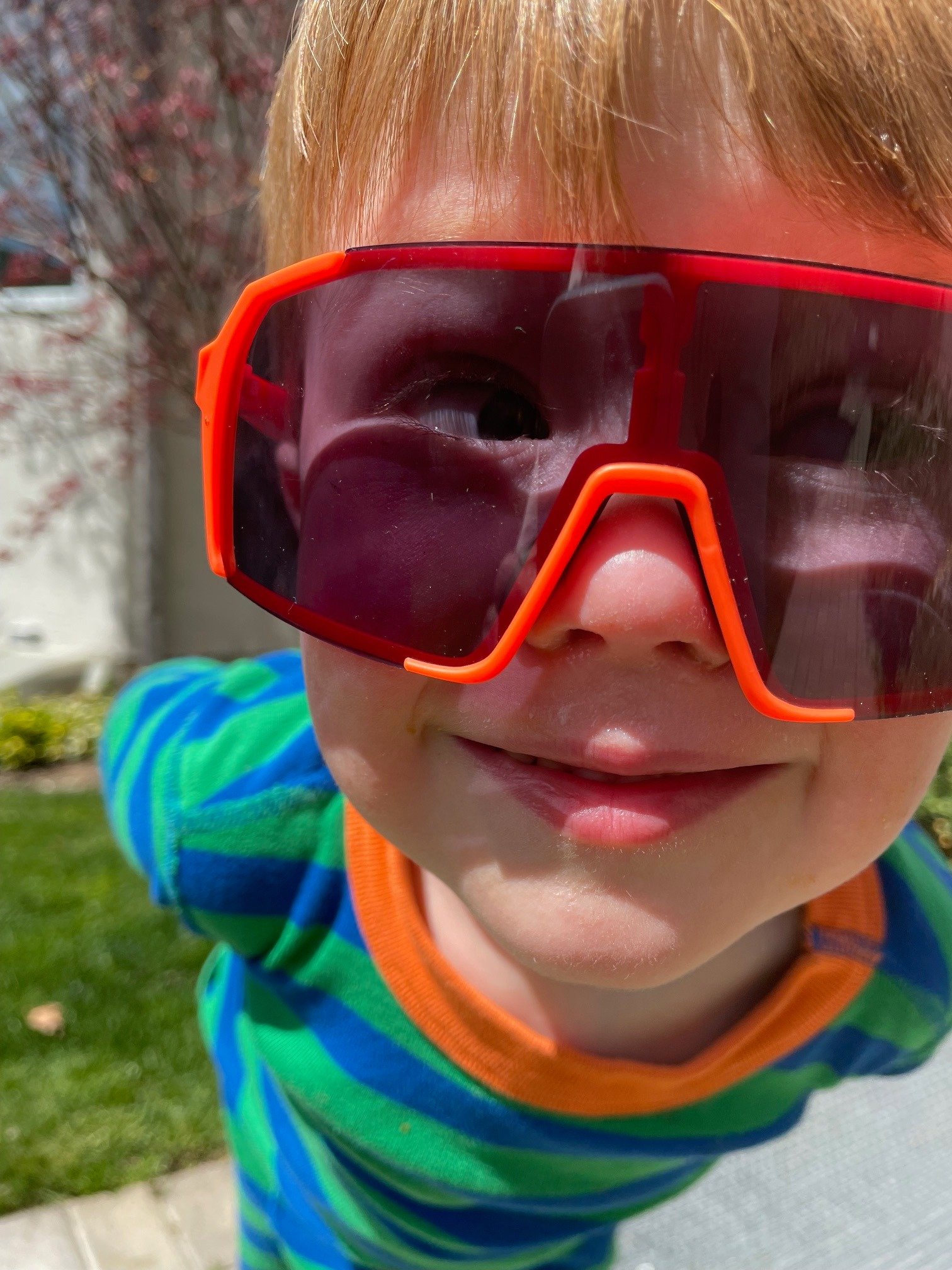 If you're going to make kids sunglasses they have to pair well with PJ's.  H.D.W wearing our new Photochromic Solas Mini's with style.