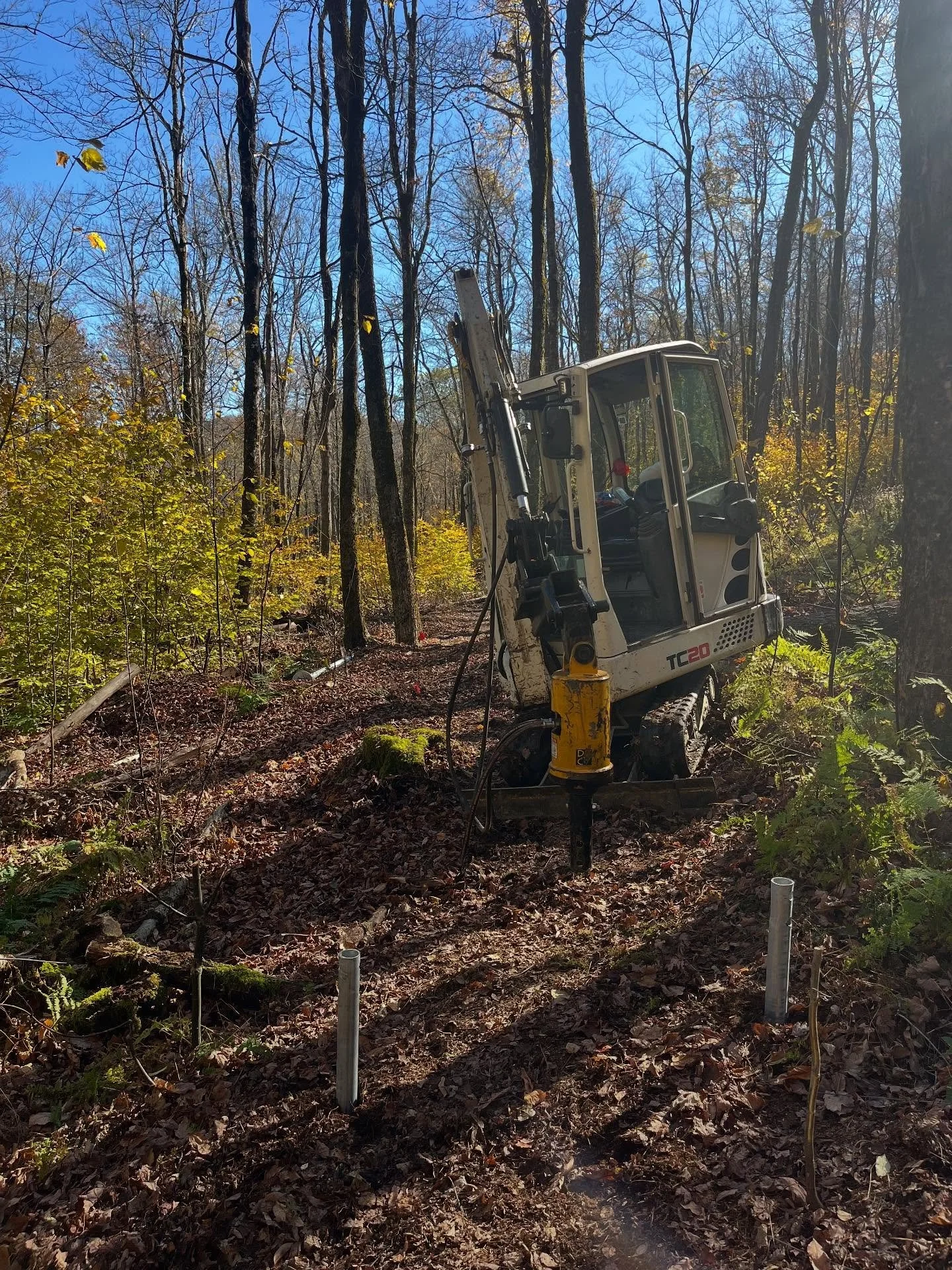 Thank you @upbuildllc for the helical pile installation for a 200&rsquo; boardwalk #mtb #intheberkshires #mtbtrails
