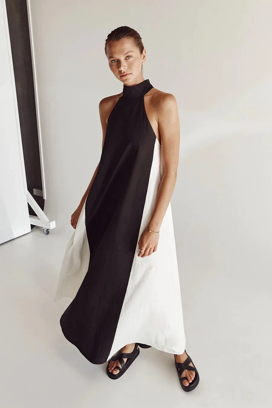 AURORA COTTON TWO TONE MIDI DRESS