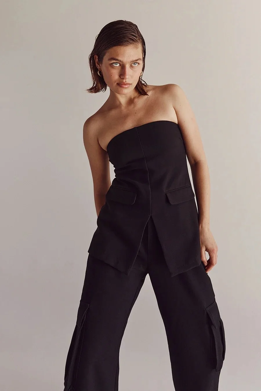 WILLA BLACK STRAPLESS TOP