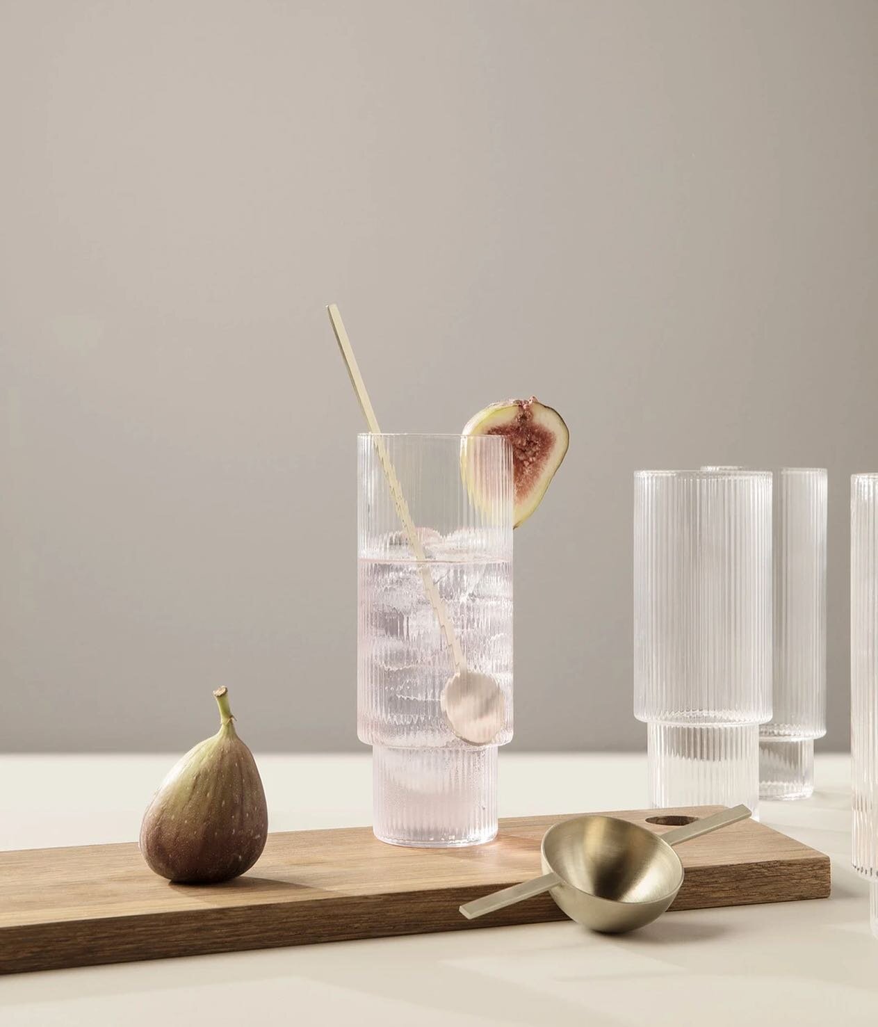 Inspiration. Summer vibes and sophisticated neutral aesthetics&hellip; ✨ Ripple long drink glasses by @fermliving, made in the Northeast of Beijing glass factory, in the Shanxi Province&hellip; 
.
.
📷 @fermliving via @ellefr
.
.
#fermliving #inspira