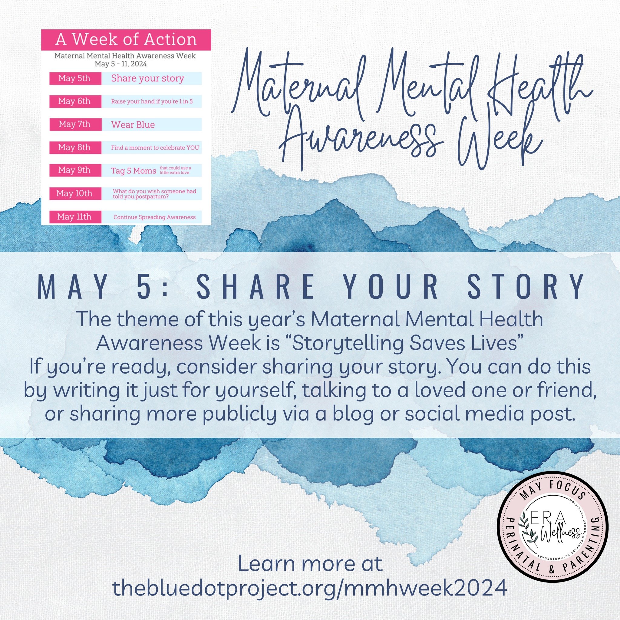 💙 Maternal Mental Health Week 2024 - Storytelling Saves Lives 💙

Sunday, May 5: Share Your Story

The theme of this year&rsquo;s Maternal Mental Health Awareness Week is &ldquo;Storytelling Saves Lives&rdquo;
If you&rsquo;re ready, consider sharing