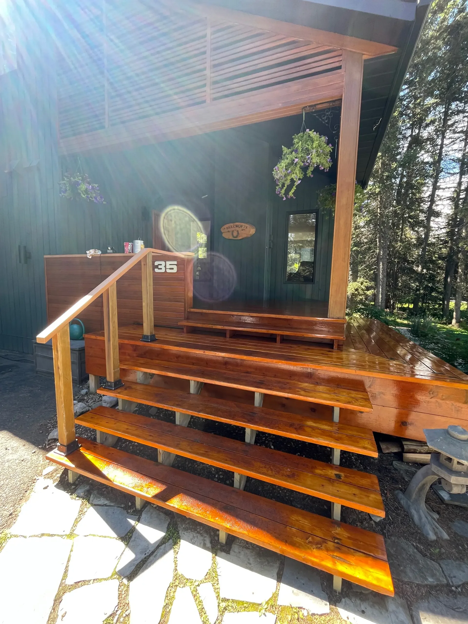 Exterior stairs spraying