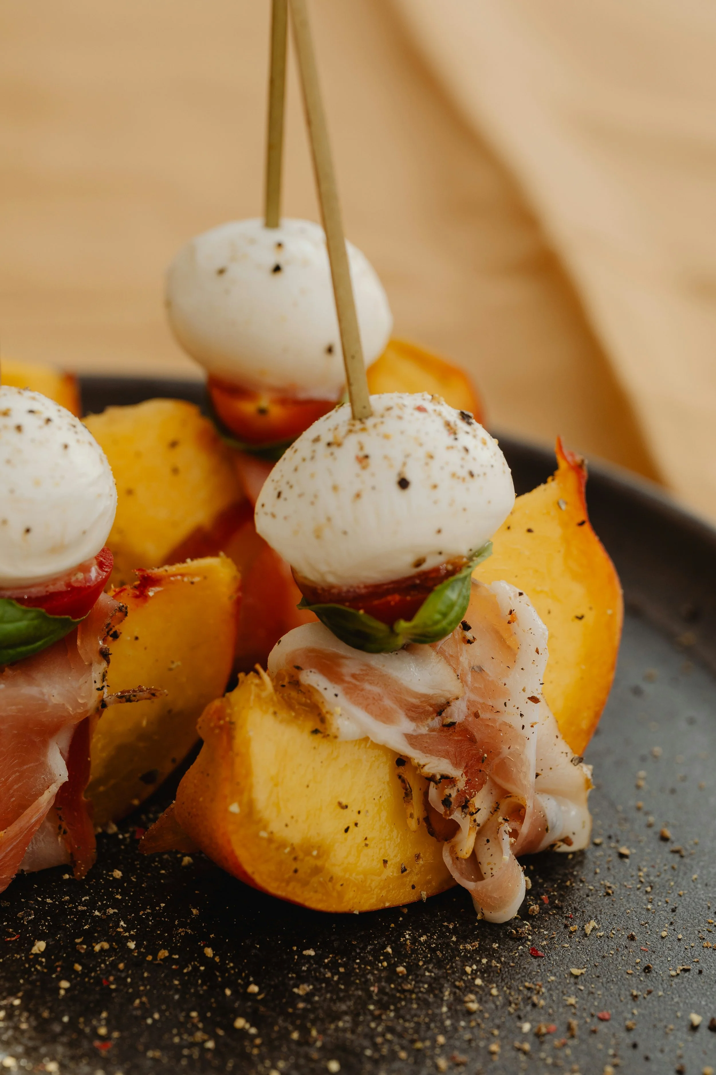 Peach Caprese Skewers