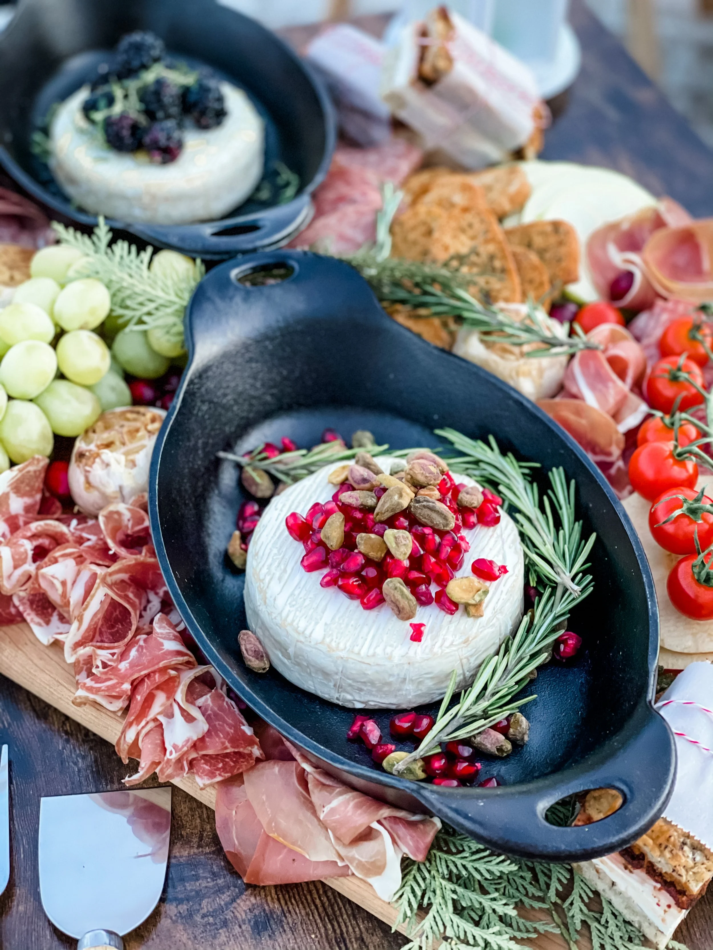 Baked brie grazing table